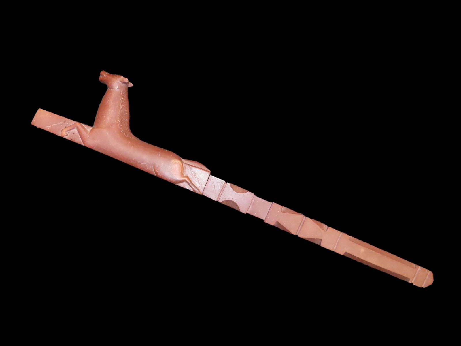 19 1/4" Catlinite Horse Effigy Plains Indian Pipe, with stem, Ex Mitch Lewis (1 of 12)