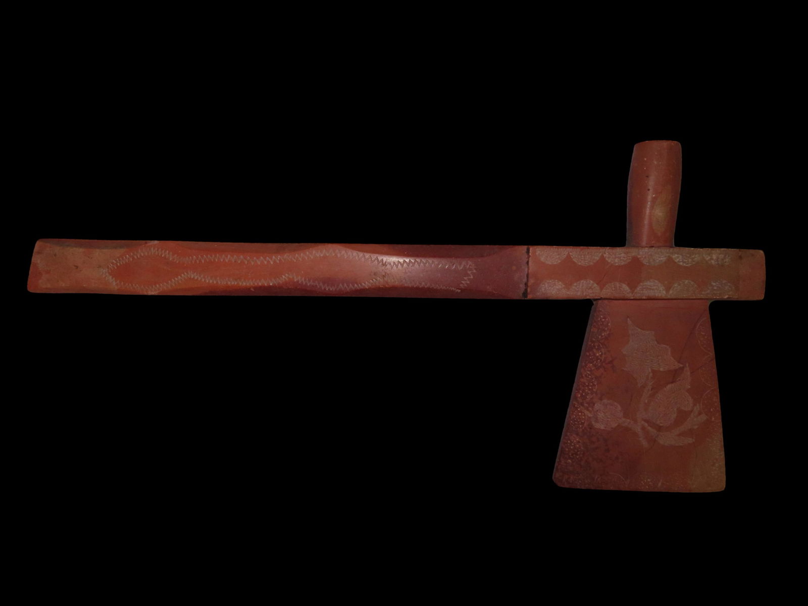 13 1/8" Catlinite Tomahawk Pipe Effigy, Ex Mitch Lewis (1 of 11)