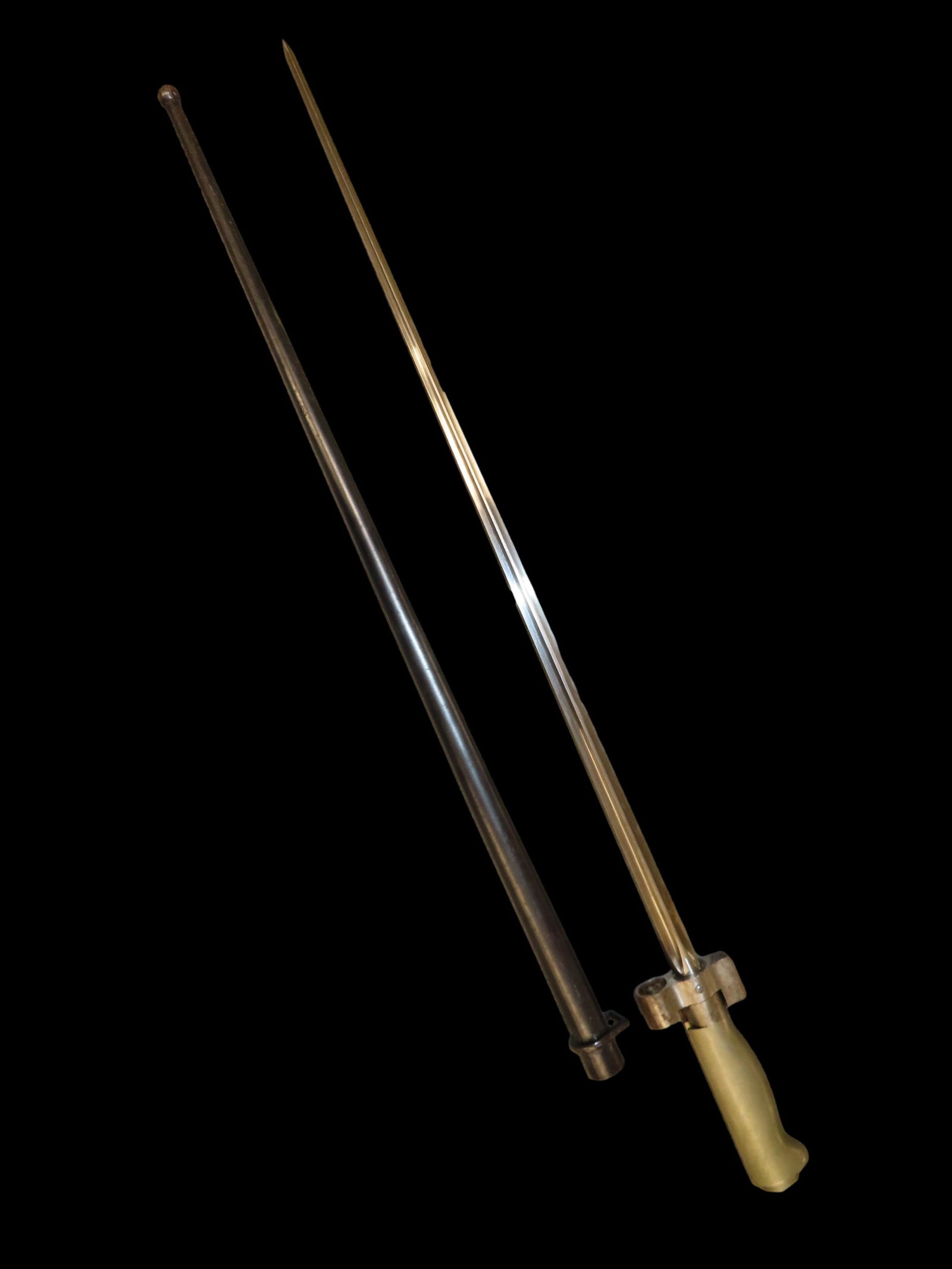 French Lebel Bayonet 1886 25 1/8" Long WW2 or WW1 Bayonet from France w/ Steel Scabbard (1 of 9)