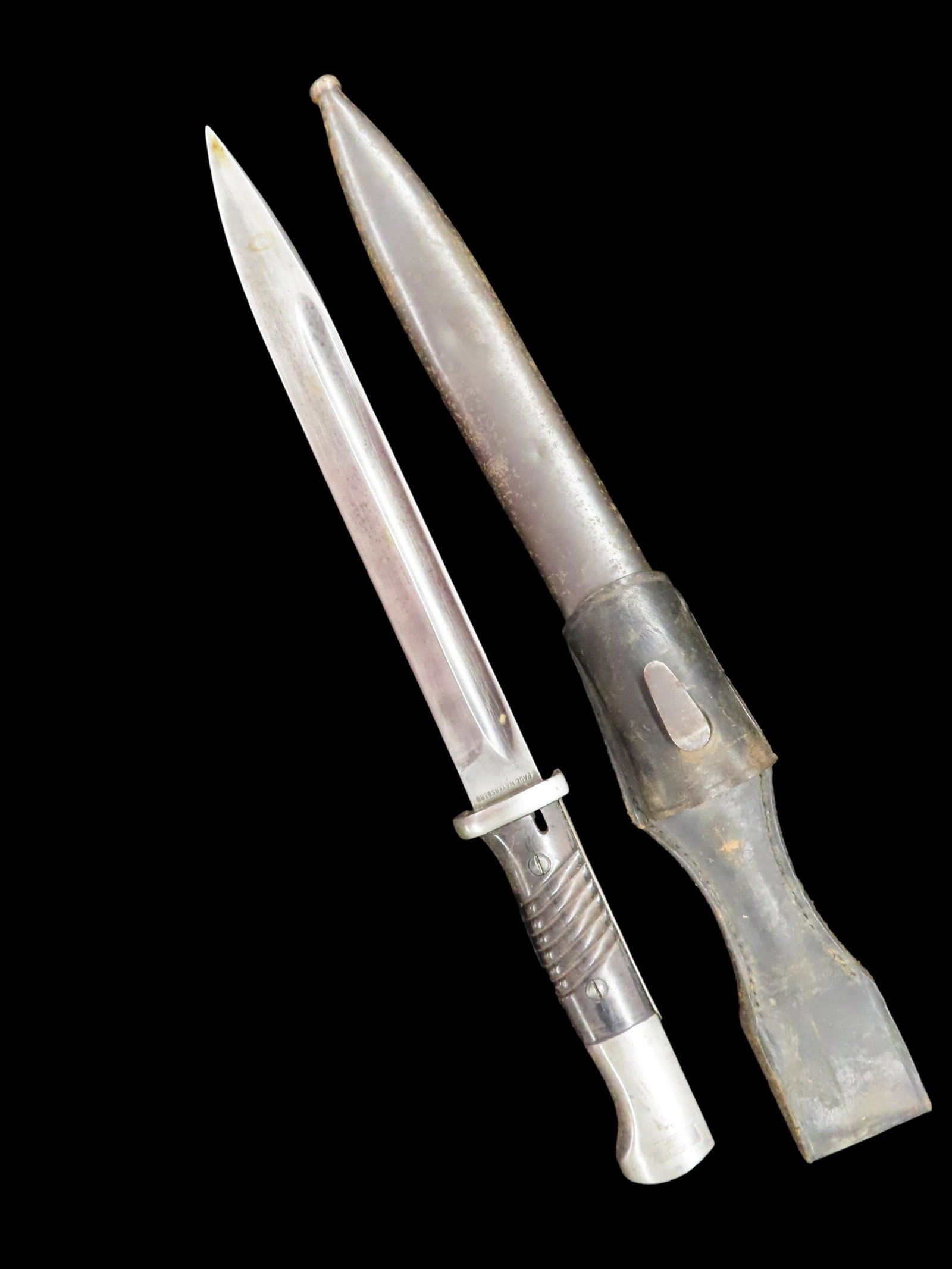 WW2 Paul Weyersberg & Co Soligen Germany K98 Bayonet w/ Scabbard / Frog WWII 15 1/4" Overall: WW2 Paul Weyersberg & Co Soligen Germany K98 Bayonet w/ Scabbard / Frog WWII 15 1/4" Overall
