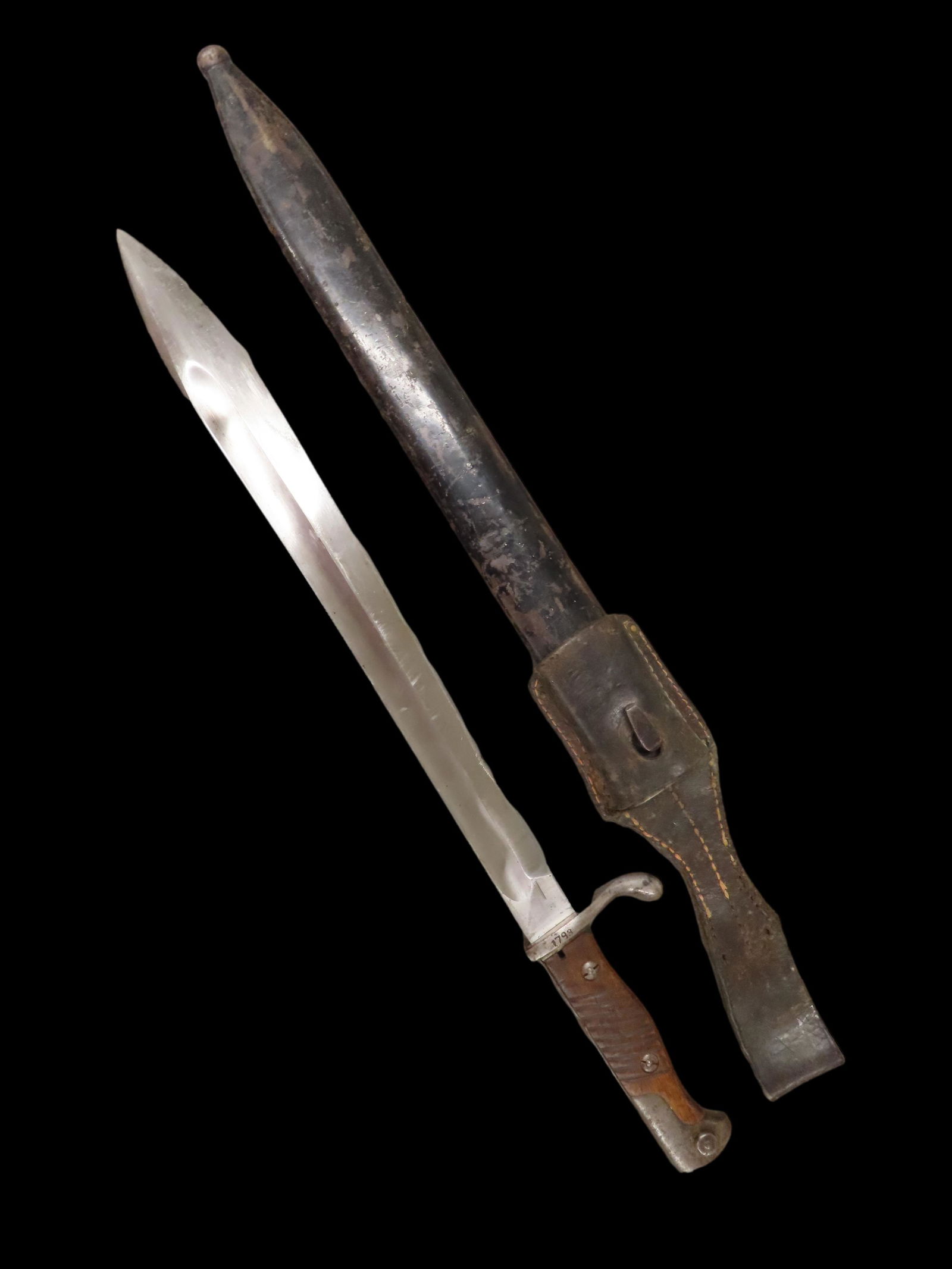 WW1 Bavarian Sword Bayonet for KAR 98K Rifles FICHTEL & SACHS SCHWEINFURT w/ leather Scabbard and (1 of 16)