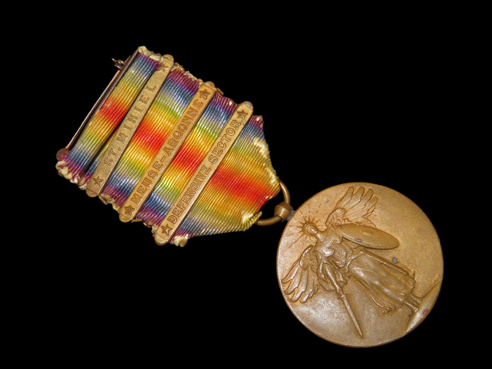 WW1 Victory Medal US United States w/ 3 bars (1 of 6)