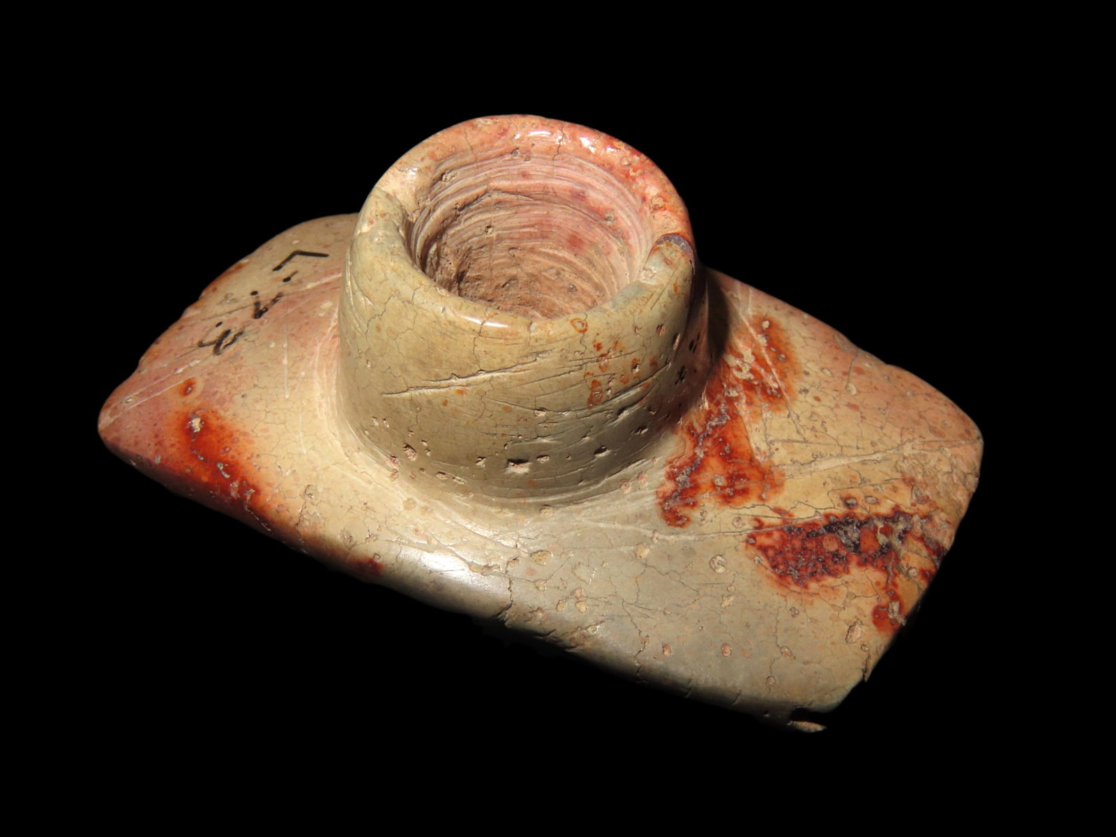 2 3/4" Hopewell Platform Pipe,  2x COA, Motley/Davis, made of Ohio Pipestone,, EX Tom Razmus, found (1 of 15)