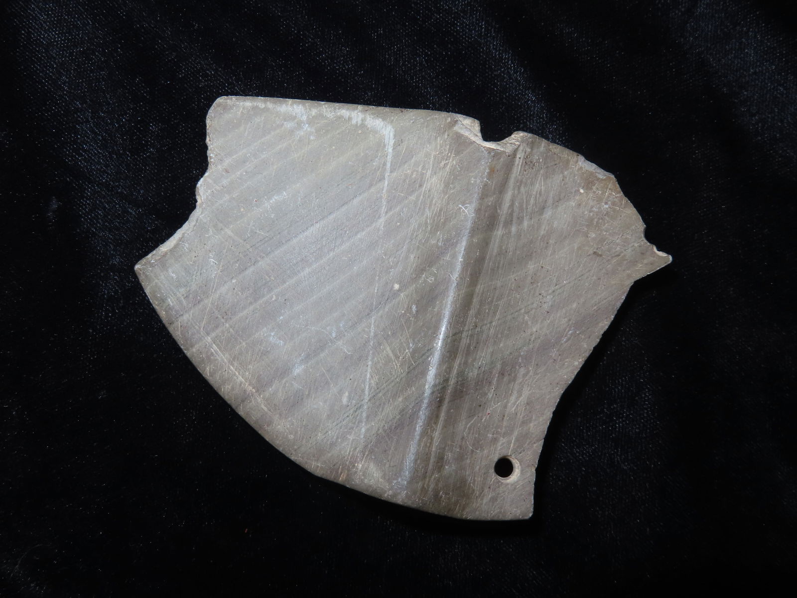 3 3/4" Slate Winged Bannerstone, Tennessee, Ex Josh Davis Auction