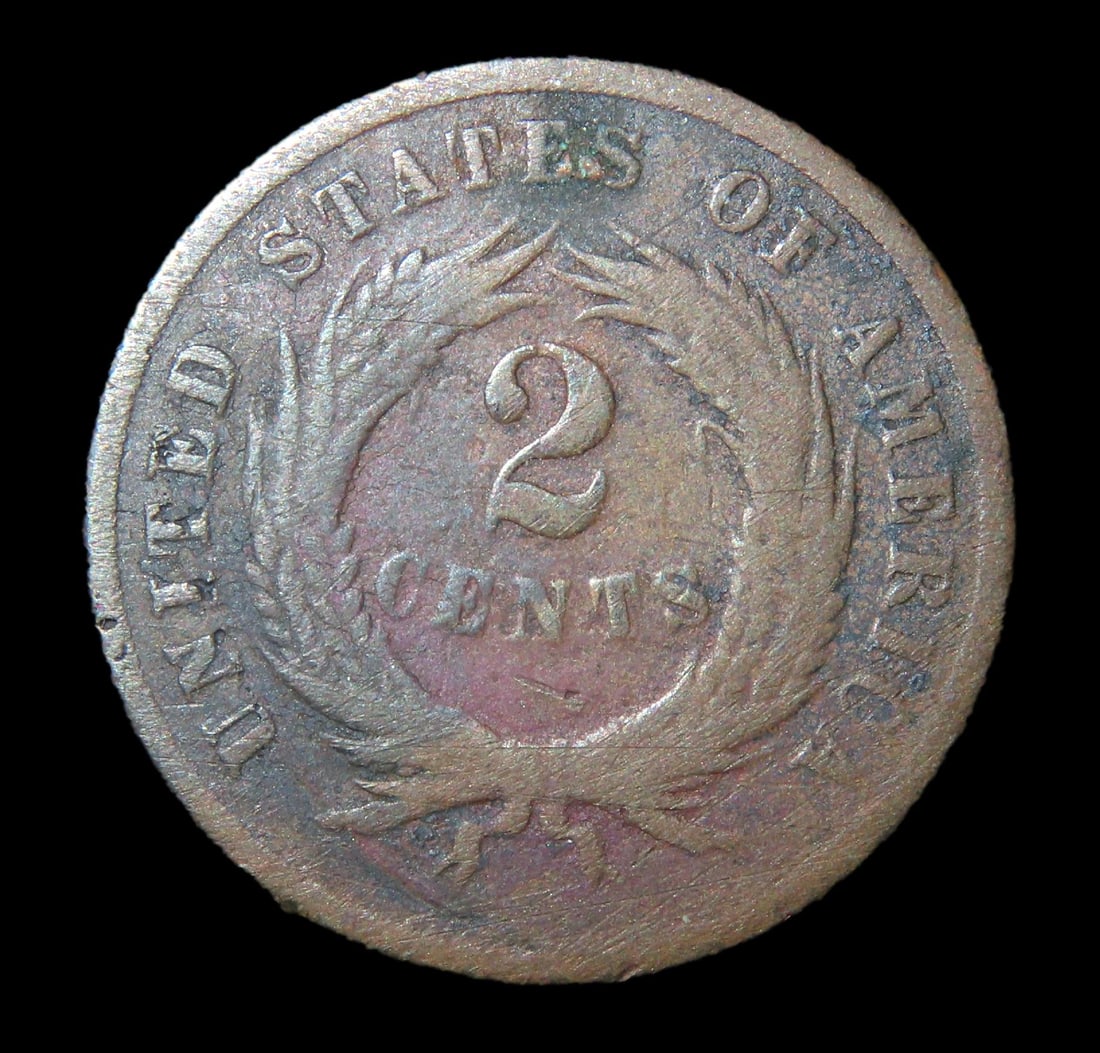 1865 TWO CENT PIECE, EARLY US COIN, 2 CENT: 1865 TWO CENT PIECE, EARLY US COIN, 2 CENT