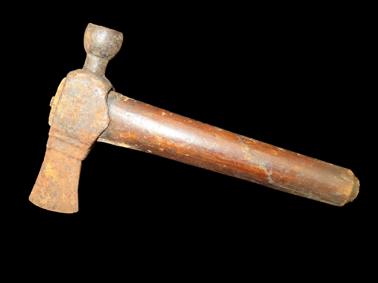 Historic Pipe Tomahawk. Pipe is 4.3/4" from bit to bowl, wood handle / stem is 7.3/4" long. (1 of 10)