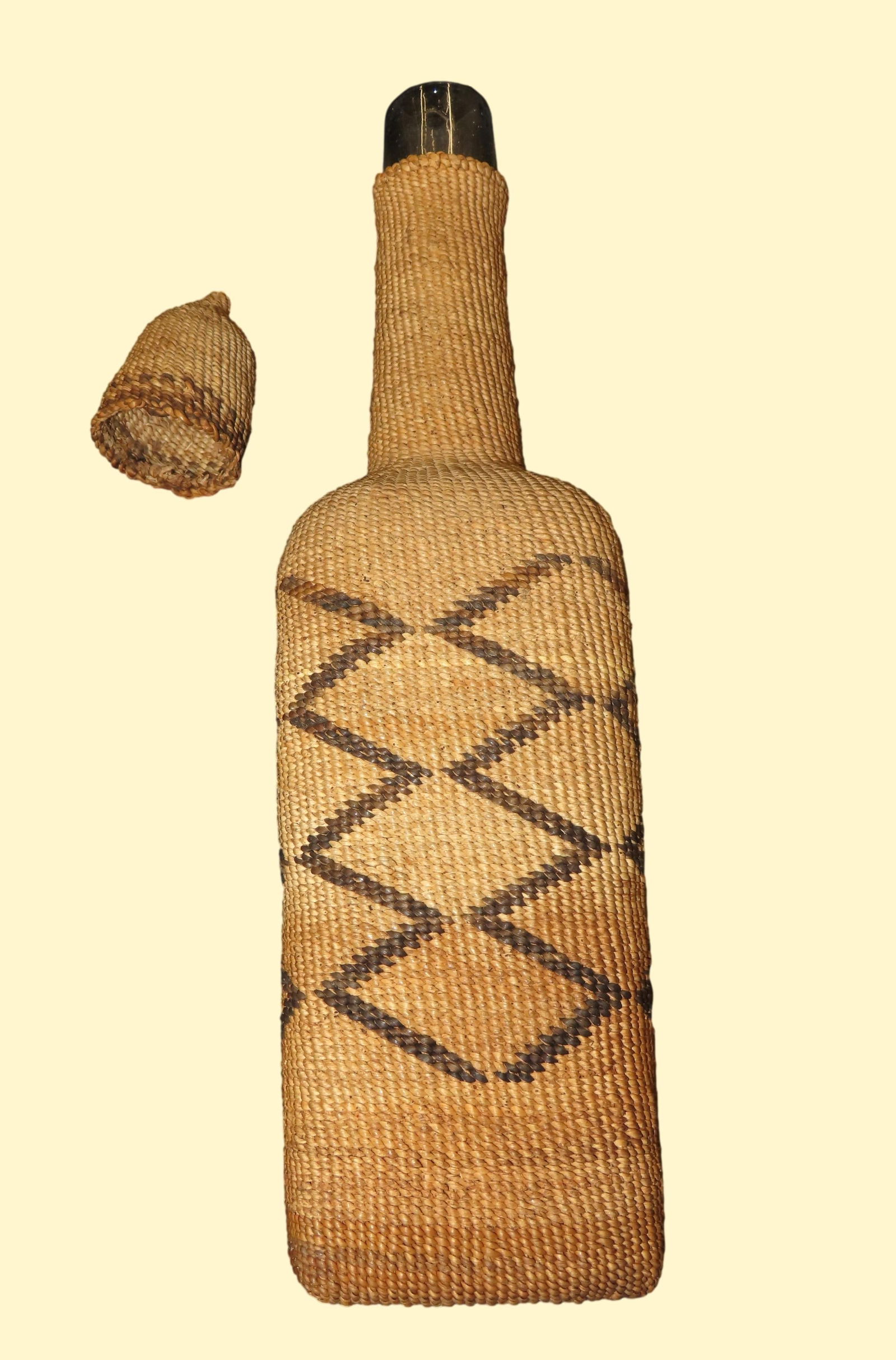 Klamath / Modoc Bottle, Basketry Covered bottle, C. 1900. From the Collection of Walter Crinnion wit (1 of 6)