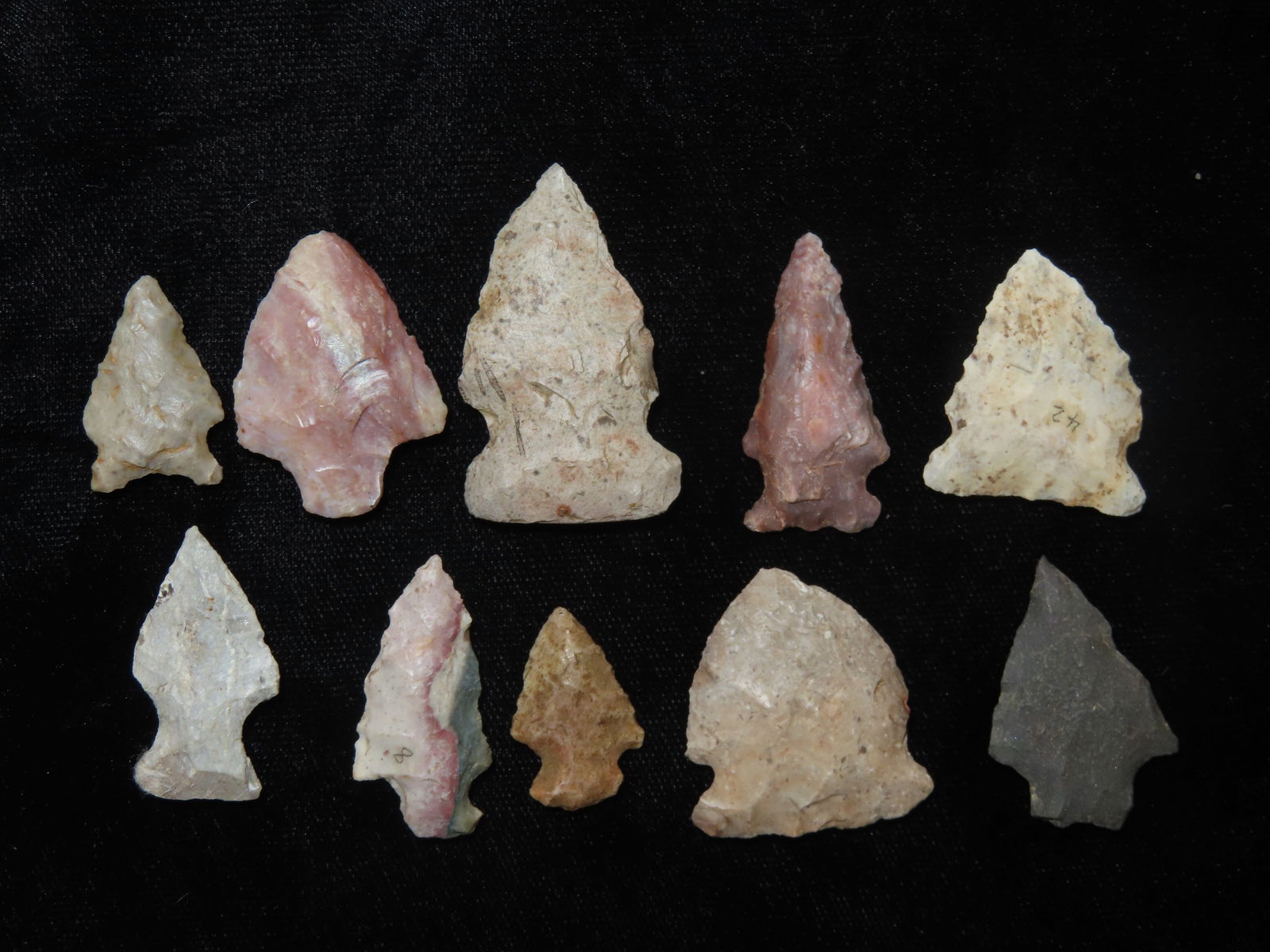 Grouping of Arrowheads, found on Wilkerson farm in Perry, Pike Co ILL by Gary Wilkerson (1 of 2)