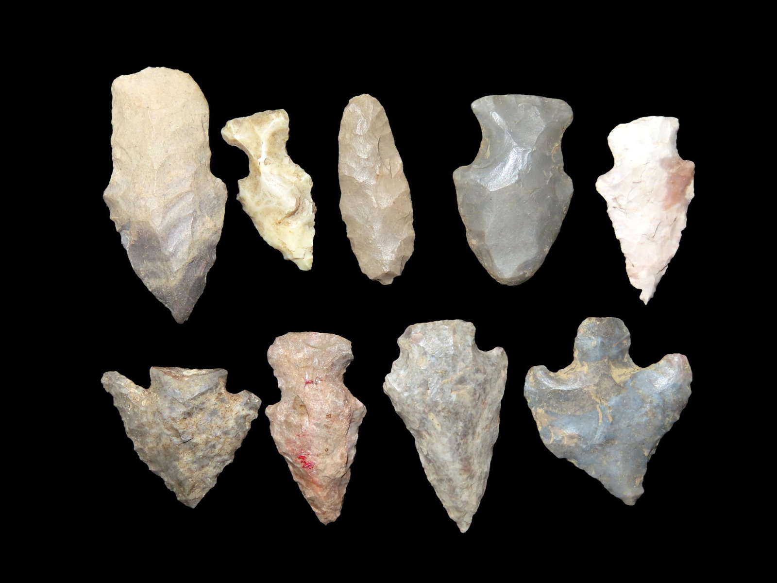 Lot of 8 Midwest Arrowheads Ex Gary Noel Collection: Lot of 8 Midwest Arrowheads Ex Gary Noel Collection