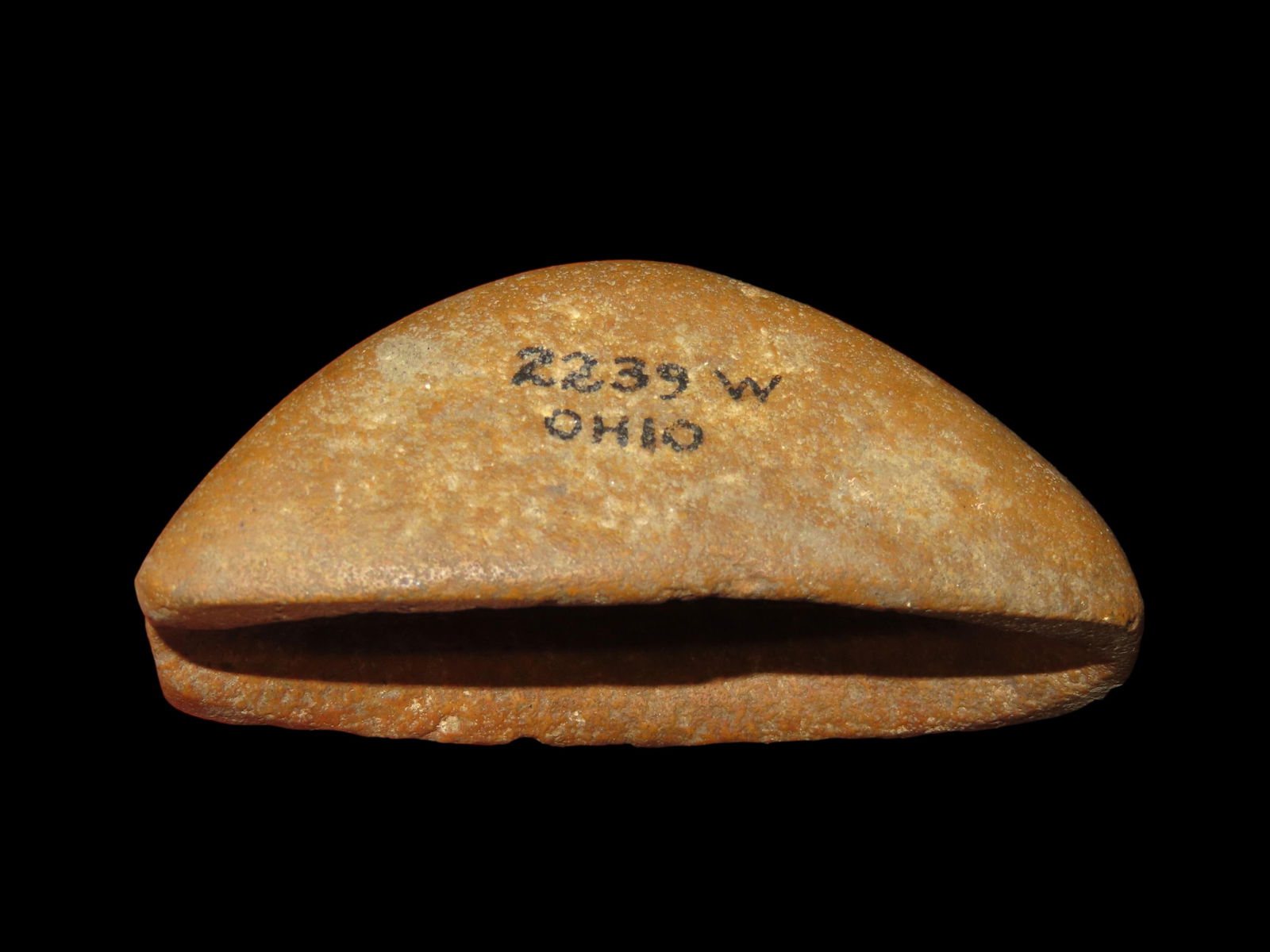 2.1/4" Boatstone, Very Deeply Cupped, Ohio, Brown Quartz, Finely Made, , Ex  Bill Kacer Family (1 of 14)