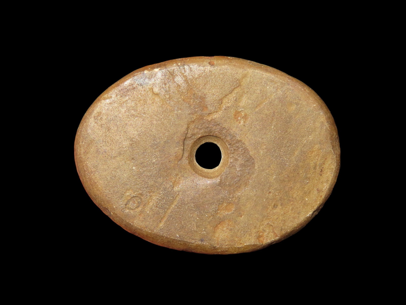 2.1/4" Single Hole Pendant, Stone, Ex  Bill Kacer Family Collection-Majority of his relics were (1 of 7)