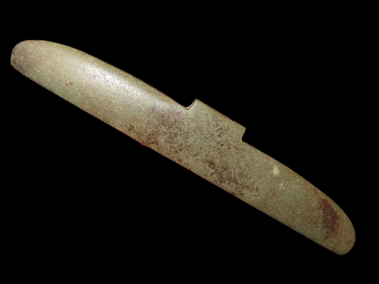 7 7/16" Jade Pre-Colombian Tirona Batwing Gorget, 2000 Yrs Old, found in Tirona Colombia South: 7 7/16" Jade Pre-Colombian Tirona Batwing Gorget, 2000 Yrs Old, found in Tirona Colombia South America,