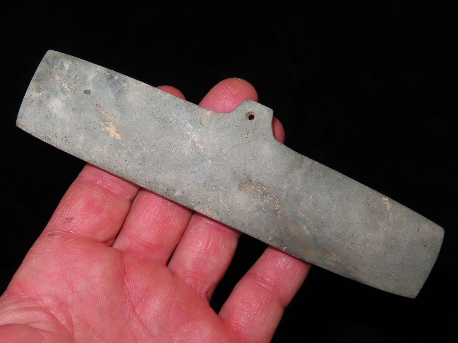 6" Jade Pre-Colombian Tirona Batwing Gorget, 2000 Yrs Old, found in Tirona Colombia South America,: 6" Jade Pre-Colombian Tirona Batwing Gorget, 2000 Yrs Old, found in Tirona Colombia South America,