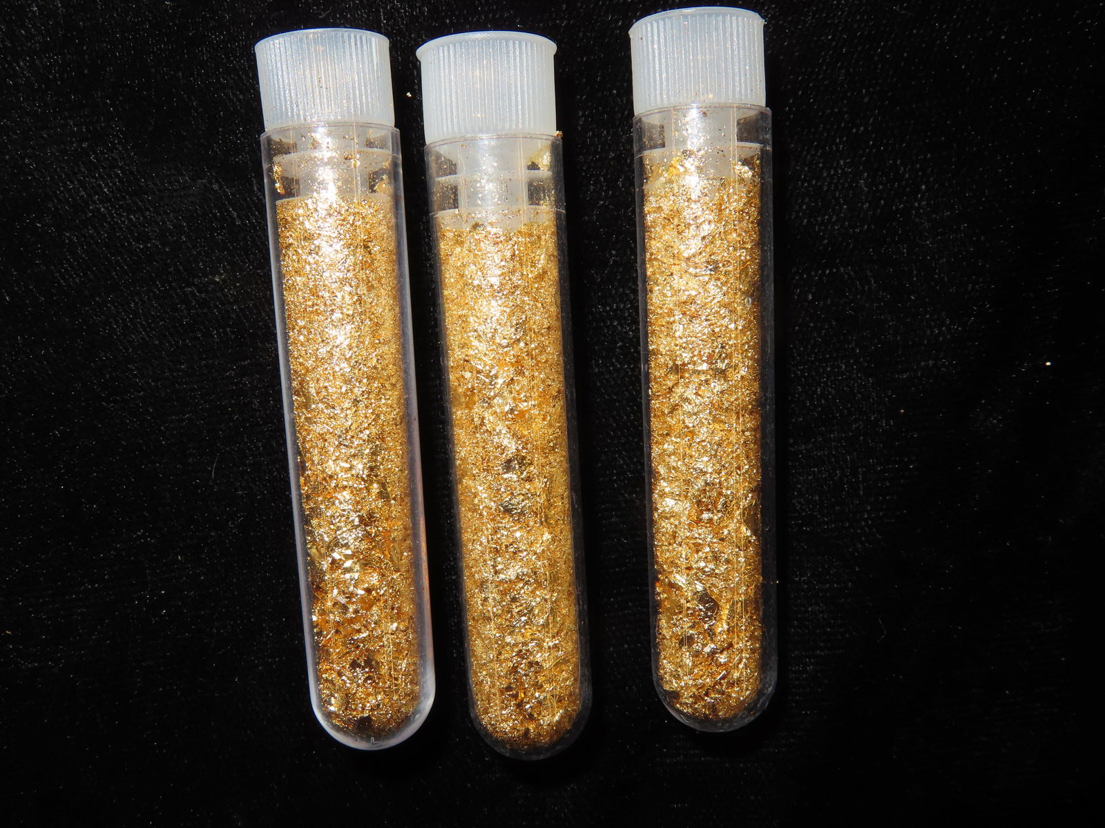 3 vials of Gold Flake, Field Test Positive for 10-18 Caret (1 of 3)