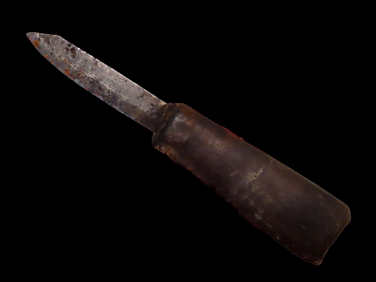 7 1/4" HISTORIC PLAINS INDIAN KNIFE, LEATHER WRAPPED HANDLE, NICE OLD EARLY NATIVE AMERICAN INDIAN (1 of 7)