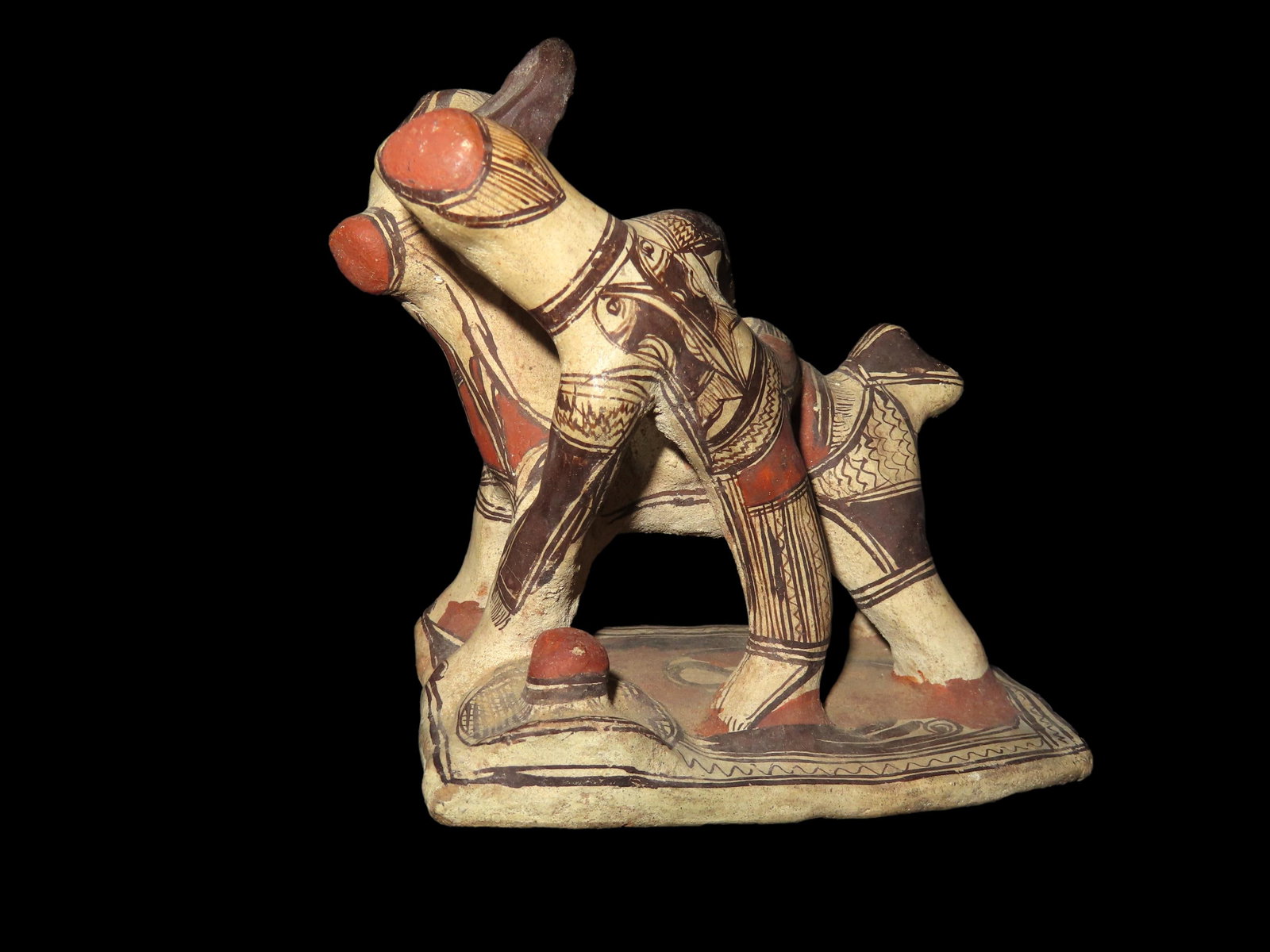 EARLY 20TH CENTURY ACOMA / PUEBLO POTTERY HORSE & RIDER STATUE, HAND PAINTED FIGURE FROM NEW MEXICO, (1 of 7)