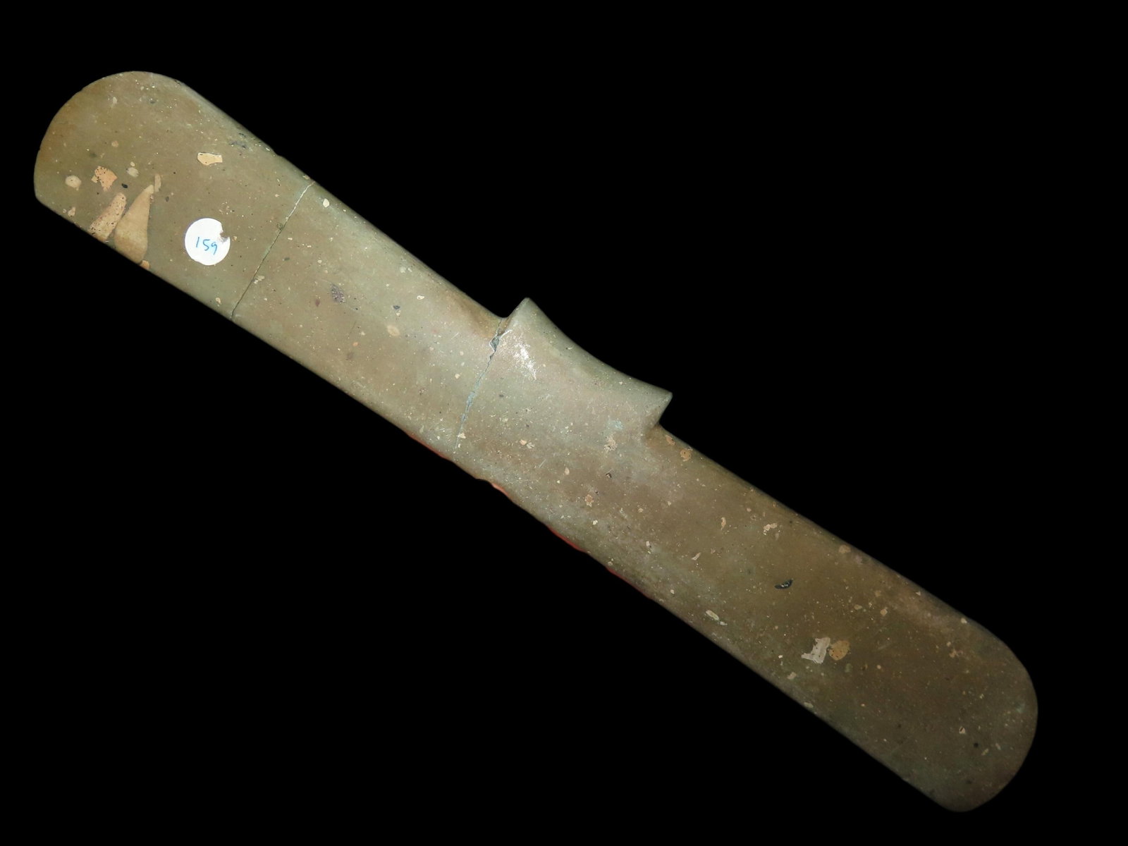 HUGE 13" TAIRONA BATWING PECTORAL, RARE PRECOLUMBIAN PENDANT, CIRCA 800-1200AD, BROKEN & GLUED IN 2: HUGE 13" TAIRONA BATWING PECTORAL, RARE PRECOLUMBIAN PENDANT, CIRCA 800-1200AD, BROKEN & GLUED IN 2 SPOTS, EX NORMAN COLLECTION