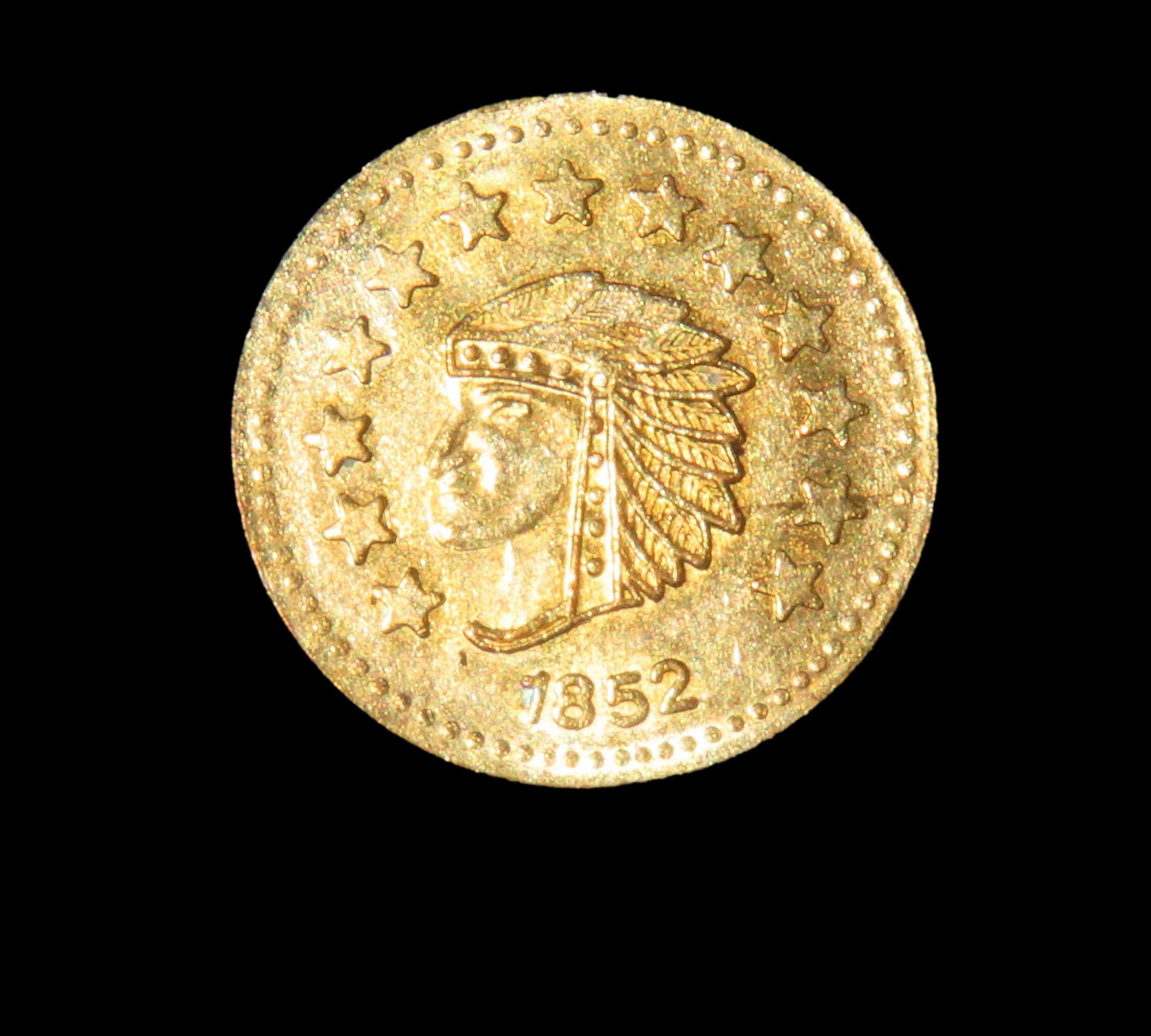 1852 CALIFORNIA GOLD RUSH ERA TOKEN / COIN, GOLD CONTENT UNKNOWN (1 of 3)