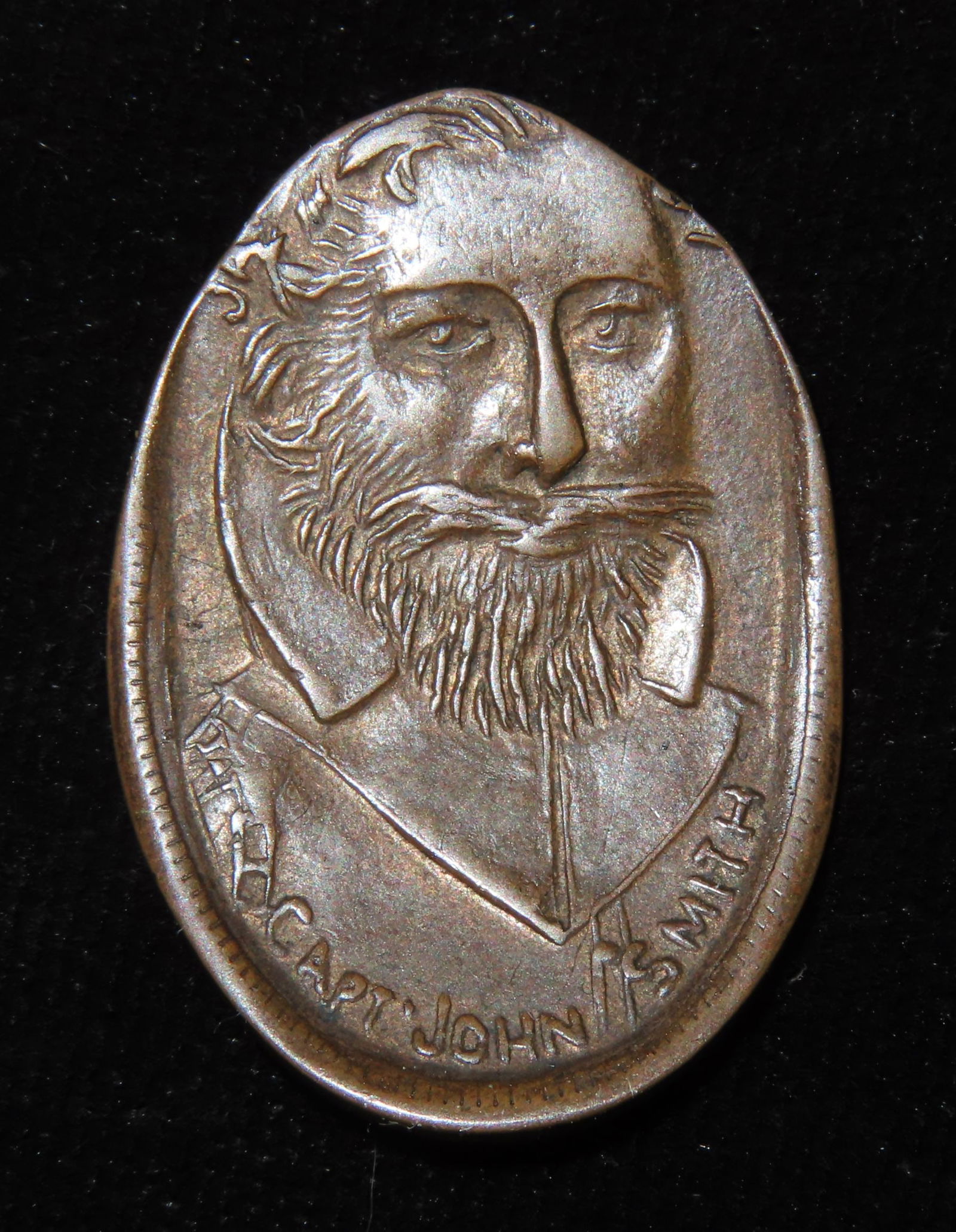 1907 United States of America Elongated Jamestown Capt. John Smith "Rolled" Penny: 1907 United States of America Elongated Jamestown Capt. John Smith "Rolled" Penny