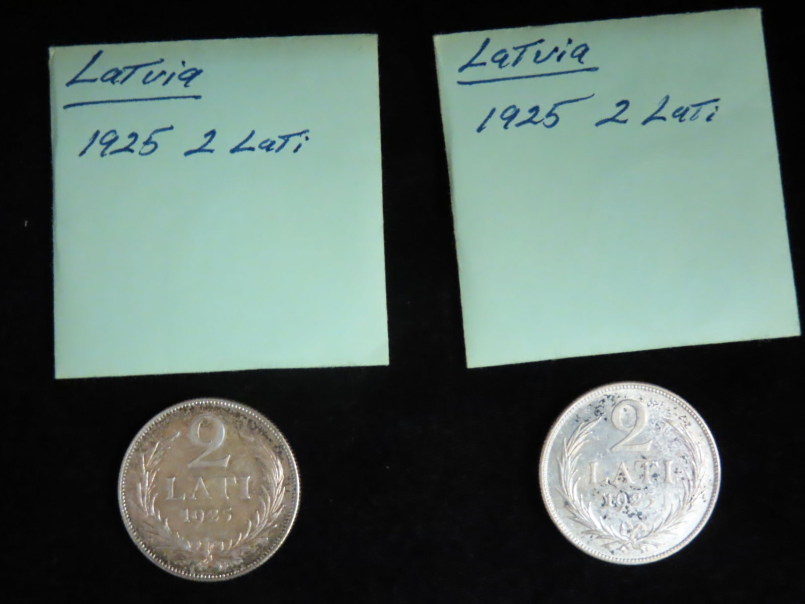 Set of 2 1925 Latvian 2 Lat Coins: Set of 2 1925 Latvian 2 Lat Coins