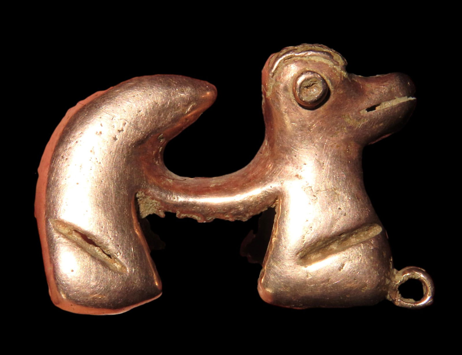 1.1/2" Pre-Colombian Animal Effigy Gold Pendant, found in South America, Ex Perdun Collection. 10K (1 of 11)