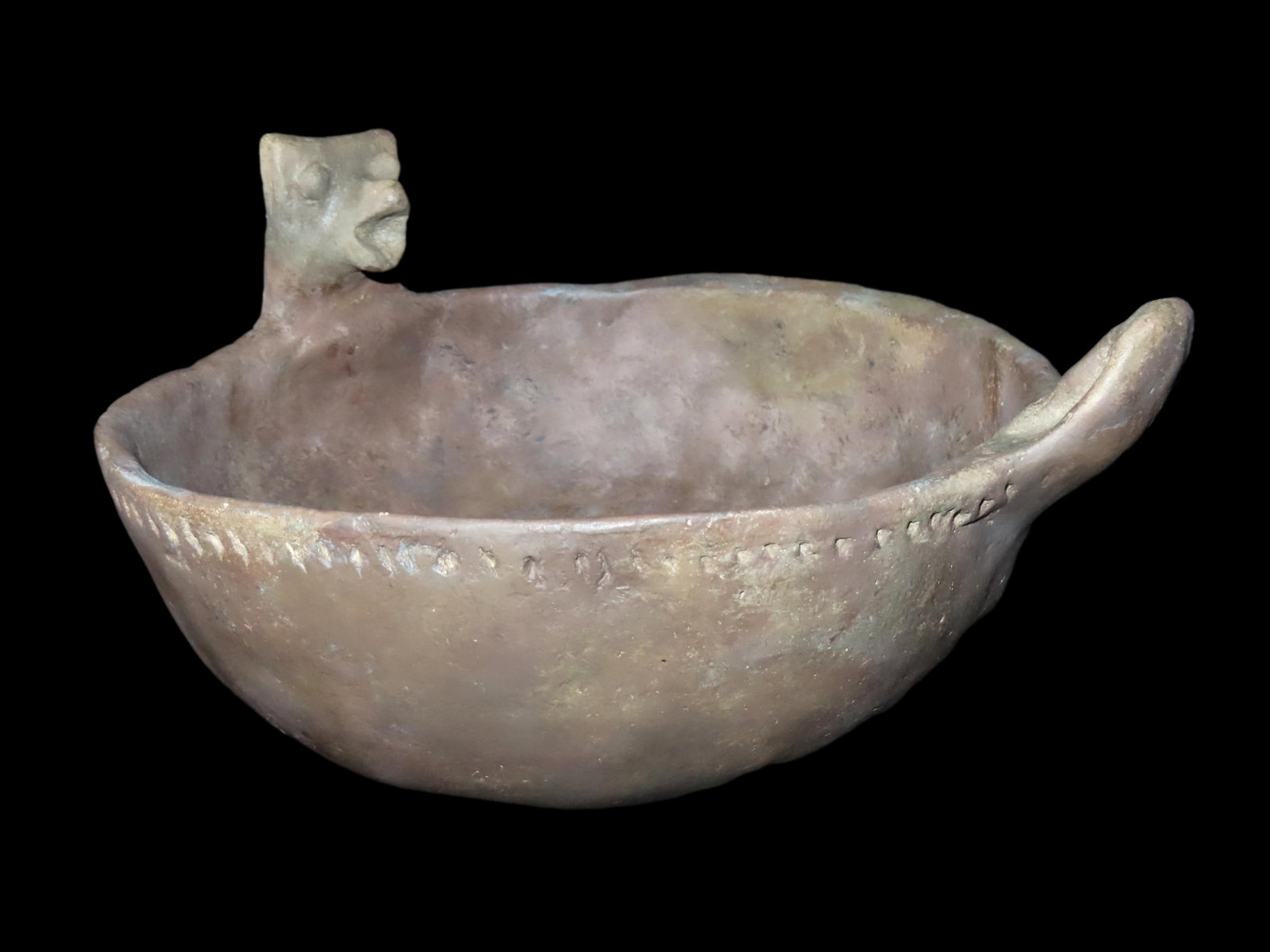 8.3/4" Bat Effigy Pottery Bowl, Restored, Arkansas: 8.3/4" Bat Effigy Pottery Bowl, Restored, Arkansas