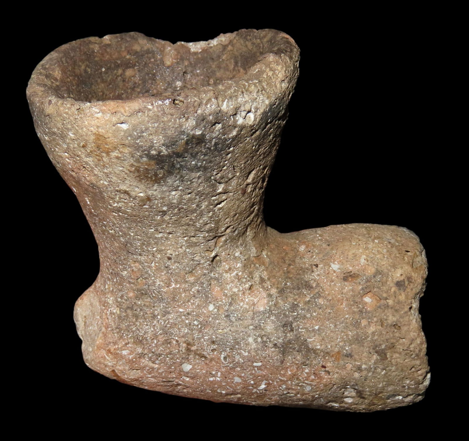 2 1/2" Pottery Mississippian Pipe, found in Tennessee, Ex Robert Mathias, Ex John Smith, Ex Duane (1 of 11)
