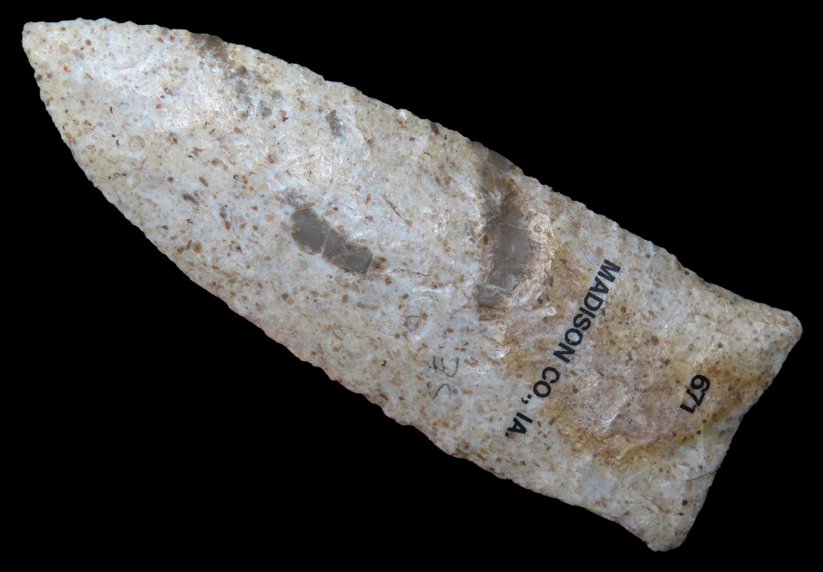 4" Holland Point, Perino COA, found in Madison Co., Iowa near Peru, Walnut Township in the 1970's,: 4" Holland Point, Perino COA, found in Madison Co., Iowa near Peru, Walnut Township in the 1970's, Ex Dean Decker, Ex Dave Harvey, Ex Steve Elwood, Ex Tim Crawford- featured in "The Iowa 50th Annivers