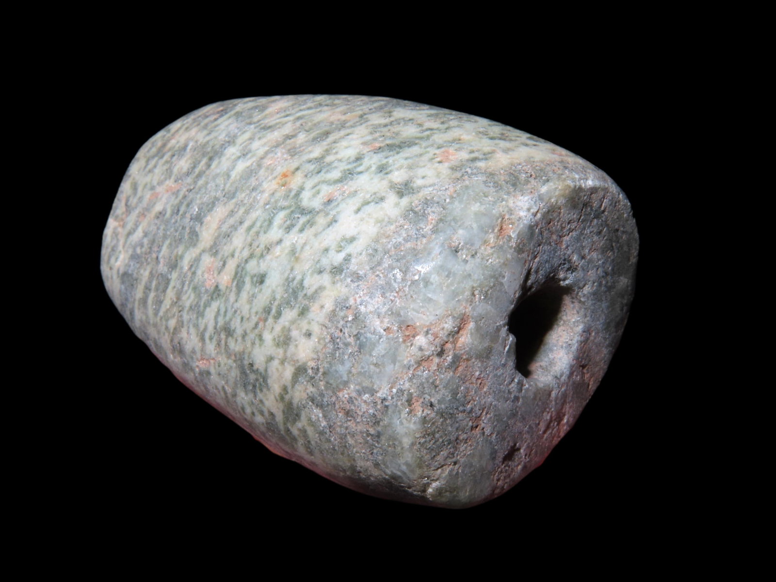 1 3/4" x 1" Pre-Colombian Jade Bead, found in South America: 1 3/4" x 1" Pre-Colombian Jade Bead, found in South America