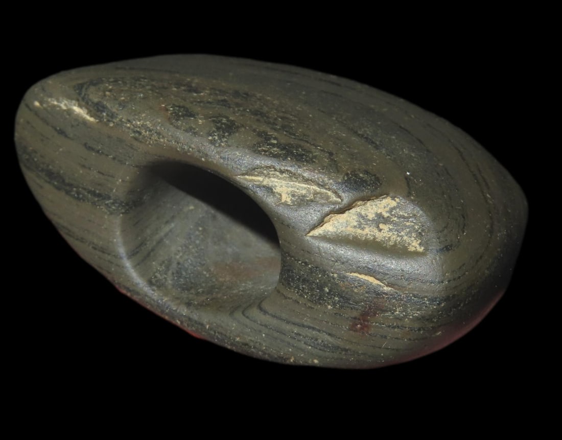 1 7/8" Paneled Bannerston, Dickey COA, made of Green Banded Slate, found in Central Kentucky, Ex Bri (1 of 10)