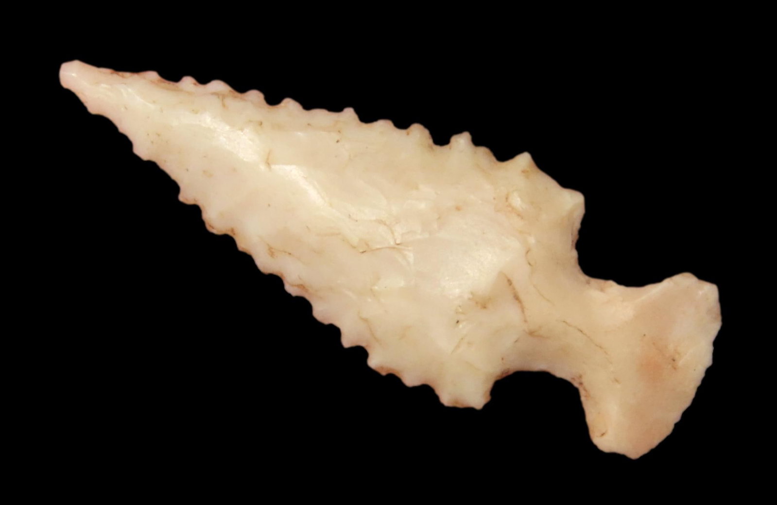 1 3/16" Scallorn, Davis COA, found in Missouri, made of Translucent Burlington Chert: 1 3/16" Scallorn, Davis COA, found in Missouri, made of Translucent Burlington Chert