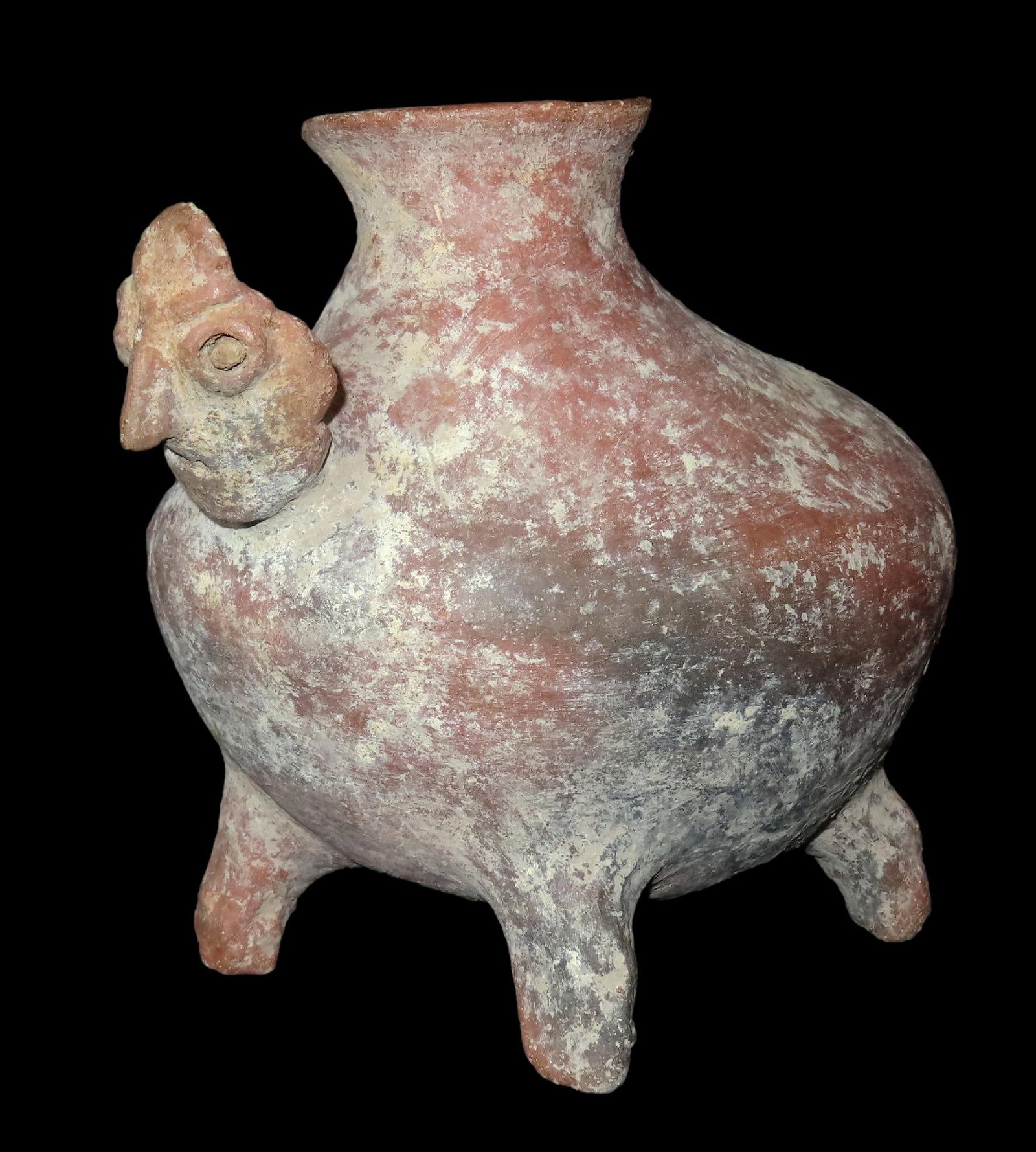 7 3/4" x 9" Pre-Colombian Head Effigy Water Vessel, found in South America (1 of 8)