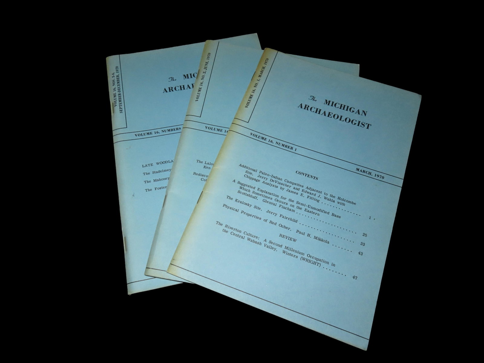 COMPLETE SET OF MICHIGAN ARCHAEOLOGIST JOURNALS FROM 1970, LOTS OF ARTICLES/PICS ON ARROWHEADS,: COMPLETE SET OF MICHIGAN ARCHAEOLOGIST JOURNALS FROM 1970, LOTS OF ARTICLES/PICS ON ARROWHEADS, BARBED AXES, WOODLAND POTTERY, ETC.