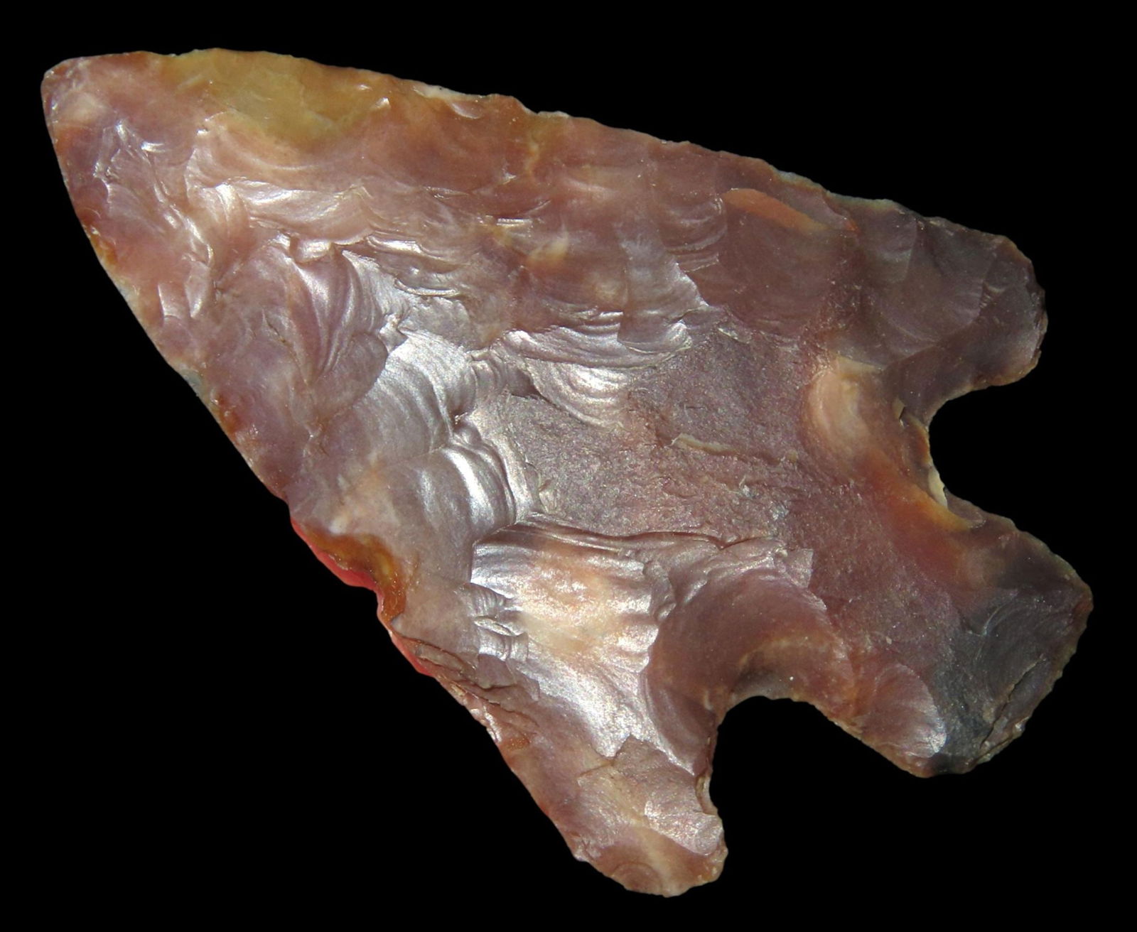 1 5/8" BEAUTIFUL AGATE CORNER NOTCH BIRD POINT FOUND IN LINCOLN COUNTY COLORADO, VERY COLORFUL WELL (1 of 4)