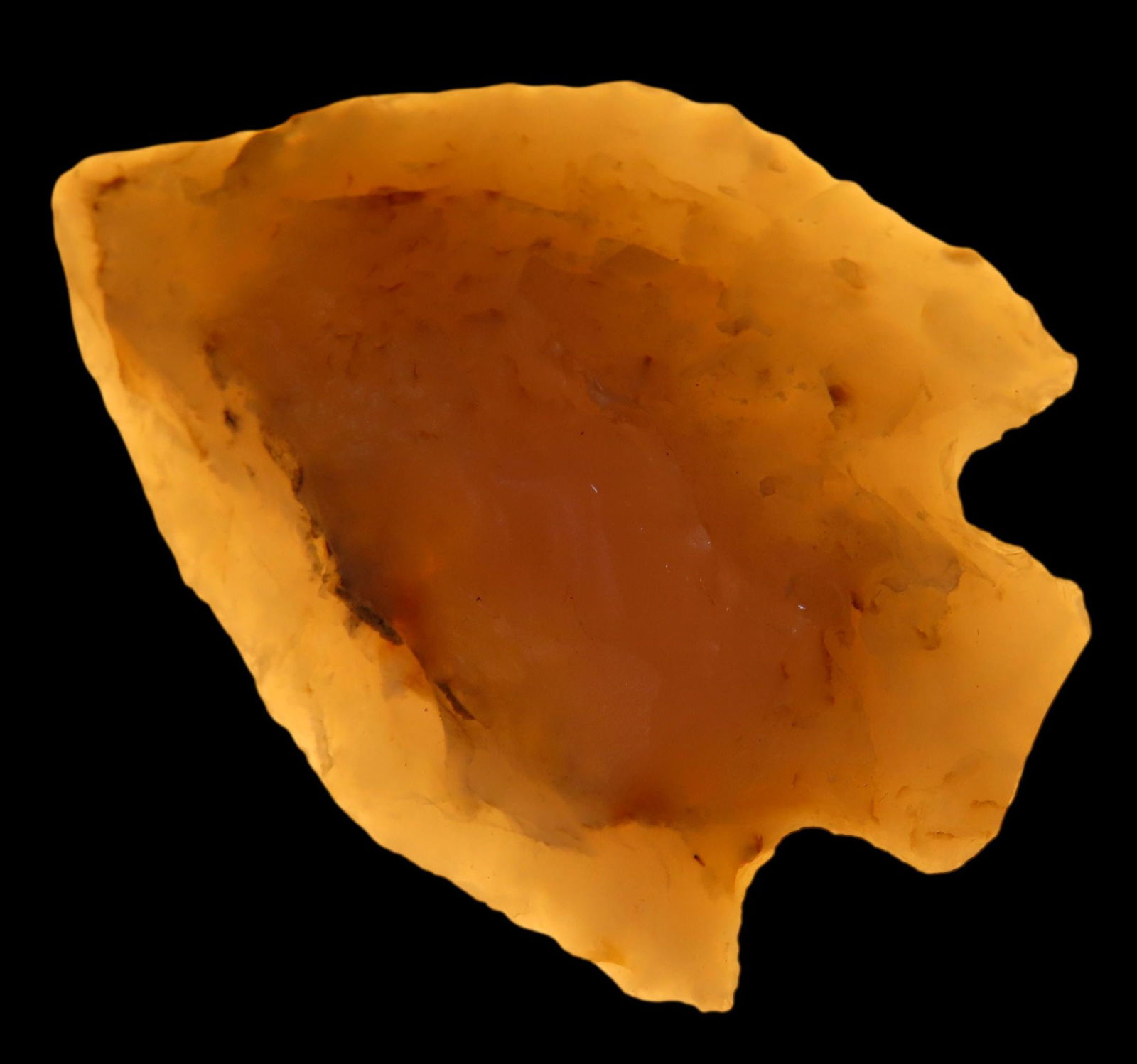 1 13/16" AGATE BASAL NOTCH GEM POINT, LINCOLN COUNTY COLORADO, BEAUTIFUL EXAMPLE, INDIAN ARROWHEAD, (1 of 5)