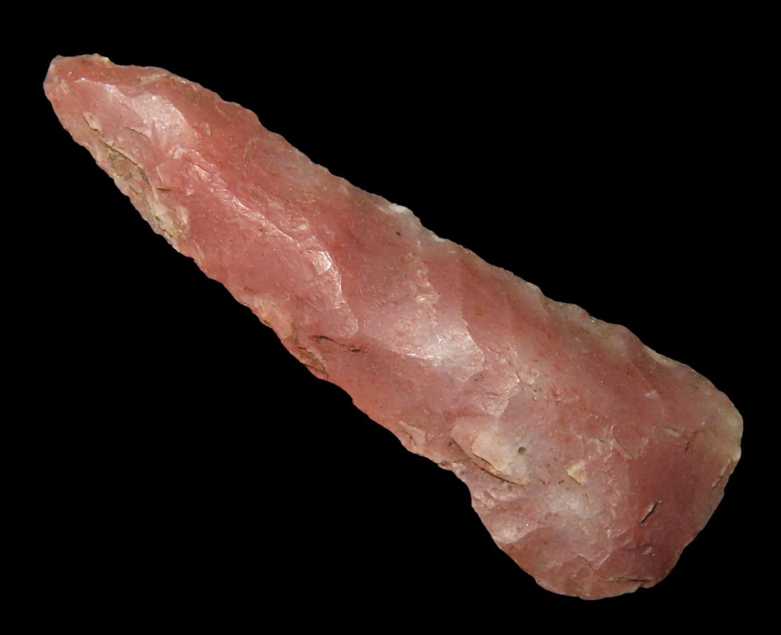 1 11/16" AGATE DRILL, LINCOLN COUNTY COLORADO GEM POINT, HIGHLY TRANSLUCENT PINK & RED AGATE, INDIAN (1 of 4)