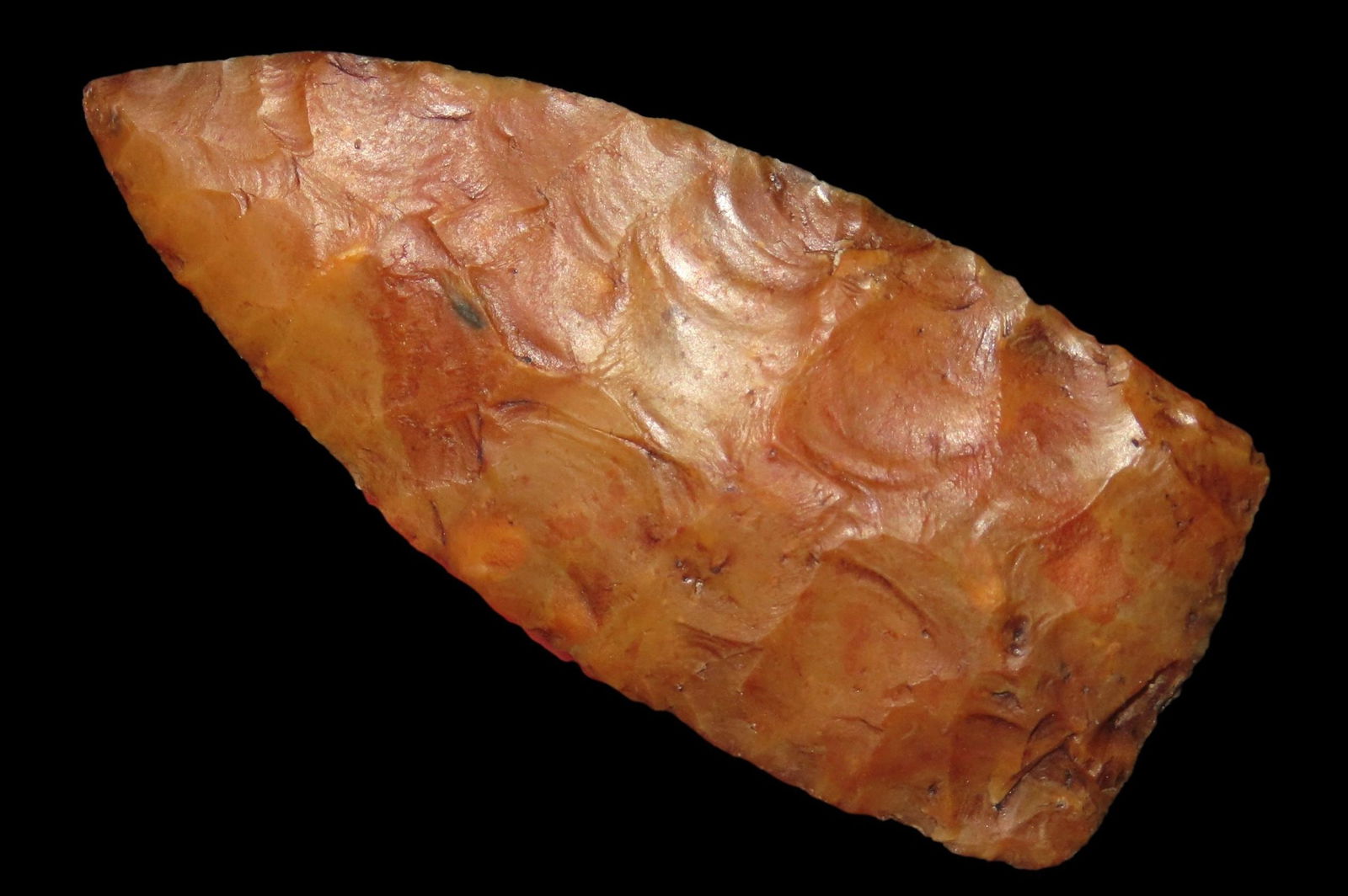 2 1/4" PALEO GOSHEN, HIGH PLAINS LANCE, LINCOLN COUNTY COLORADO, BEAUTIFUL ORANGE AGATE OR JASPER (1 of 6)
