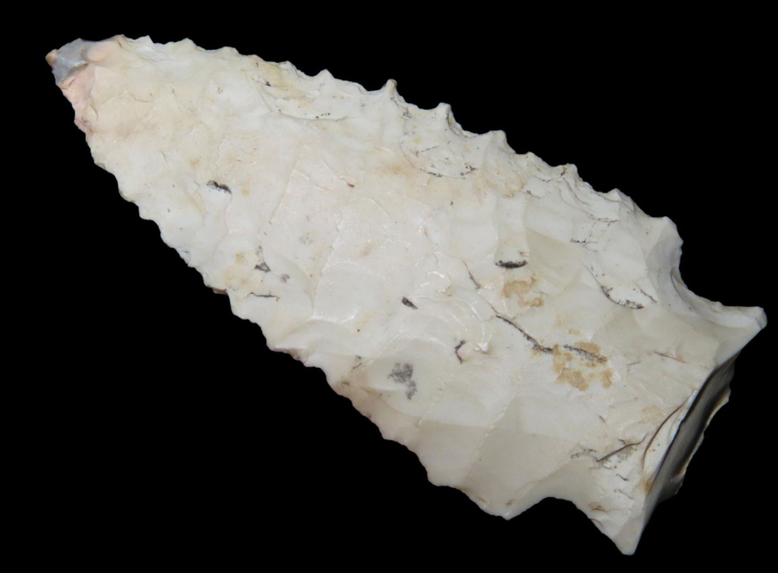 2 1/8" SERRATED KIRK CORNER NOTCH FROM FLORIDA, PARTAIN COA, VERY THIN AND WELL FLAKED EXAMPLE, (1 of 7)