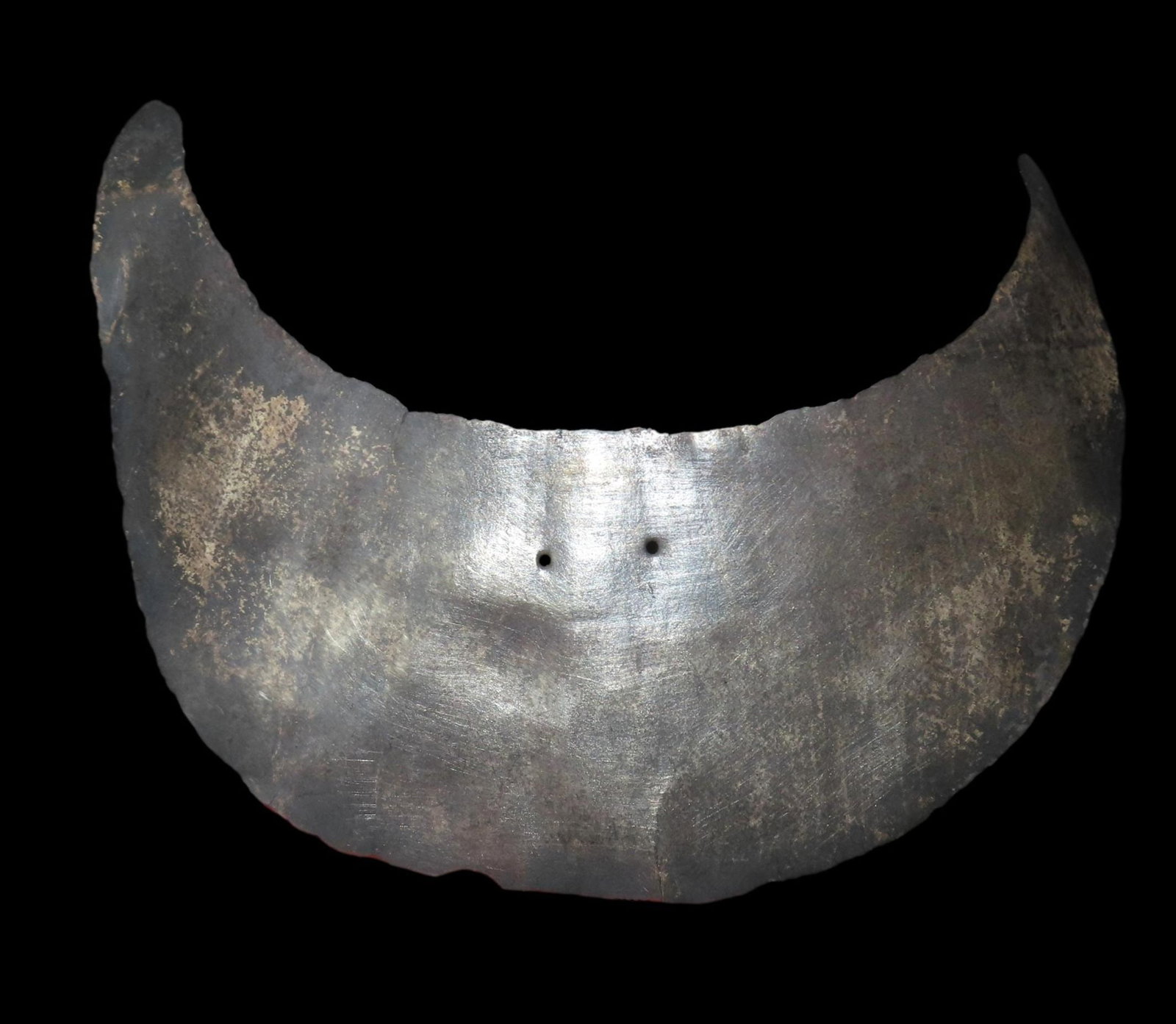 7" INCA SILVER BREASTPLATE / GORGET WITH TWO SUSPENSION HOLES IN THE CENTER,  PRE-COLUMBIAN FROM (1 of 4)