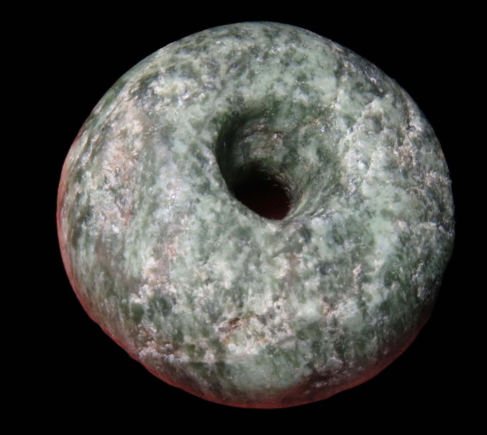 LARGER COLORFUL JADEITE MEZCALA BEAD FROM MEXICO, DRILLED STONE PENDANT WITH GREAT COLOR & NICE (1 of 6)