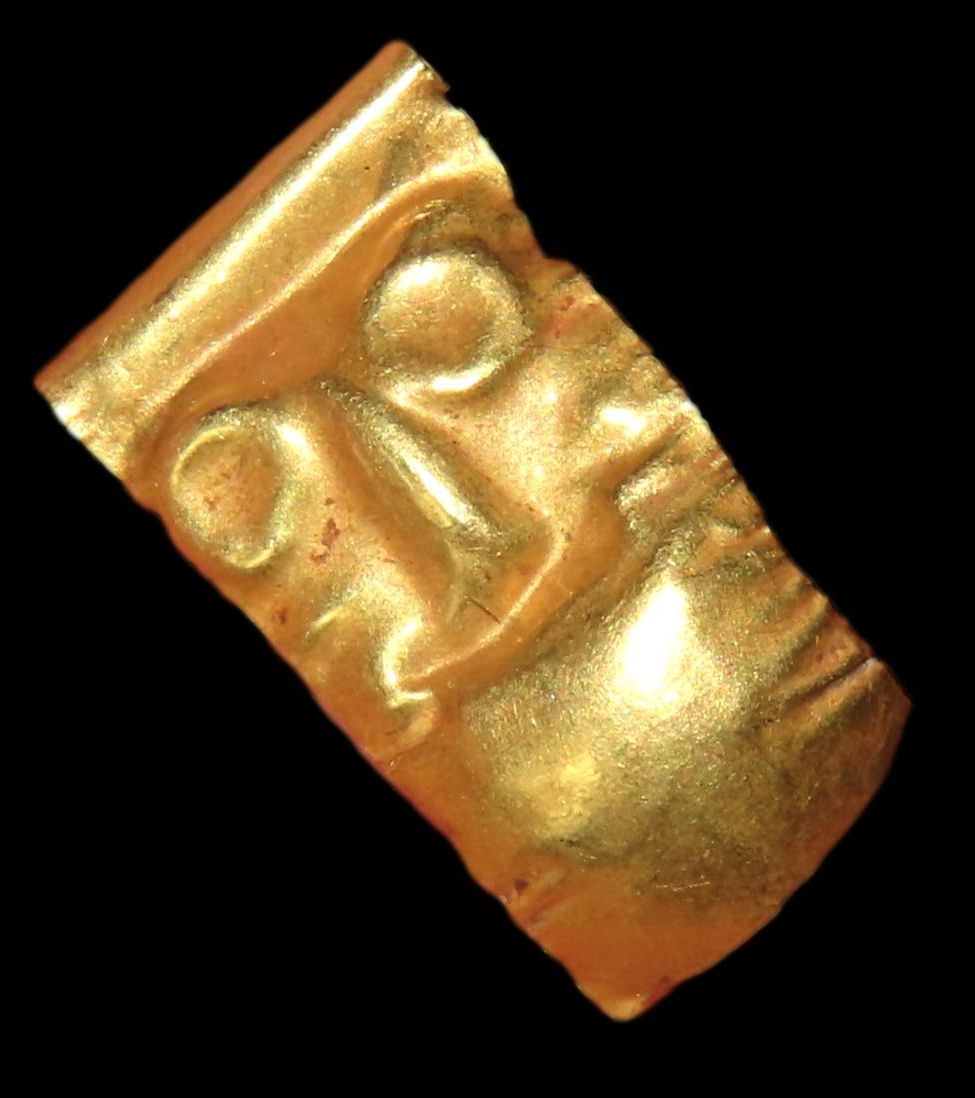RARE INCA GOLD HUMAN FACE EFFIGY PENDANT, SOLID GOLD, FOUND IN PERU, AMAZING EXAMPLE, PRECOLUMBIAN (1 of 4)