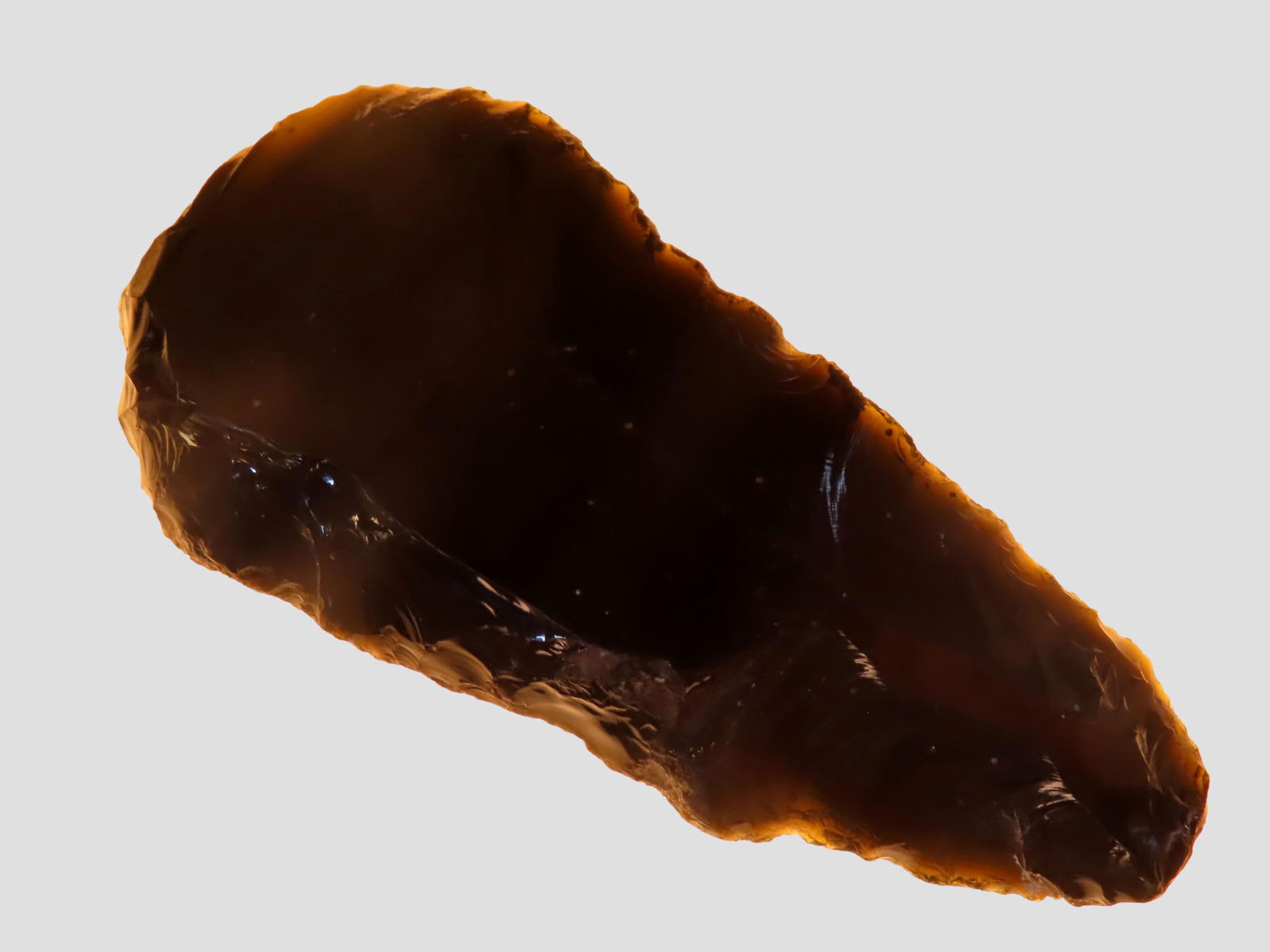 INCREDIBLE 6" MAYAN OBSIDIAN KNIFE, BEAUTIFUL TRANSLUCENT GREEN OBSIDIAN, MADE ON A LARGE FLAKE, (1 of 5)