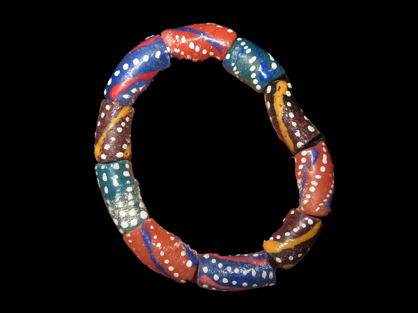 COLORFUL BRACELET OF VENETIAN MILLIFIORI AFRICAN TRADE BEADS, GREAT COLOR, NICE STRAND OF BEADS (1 of 2)