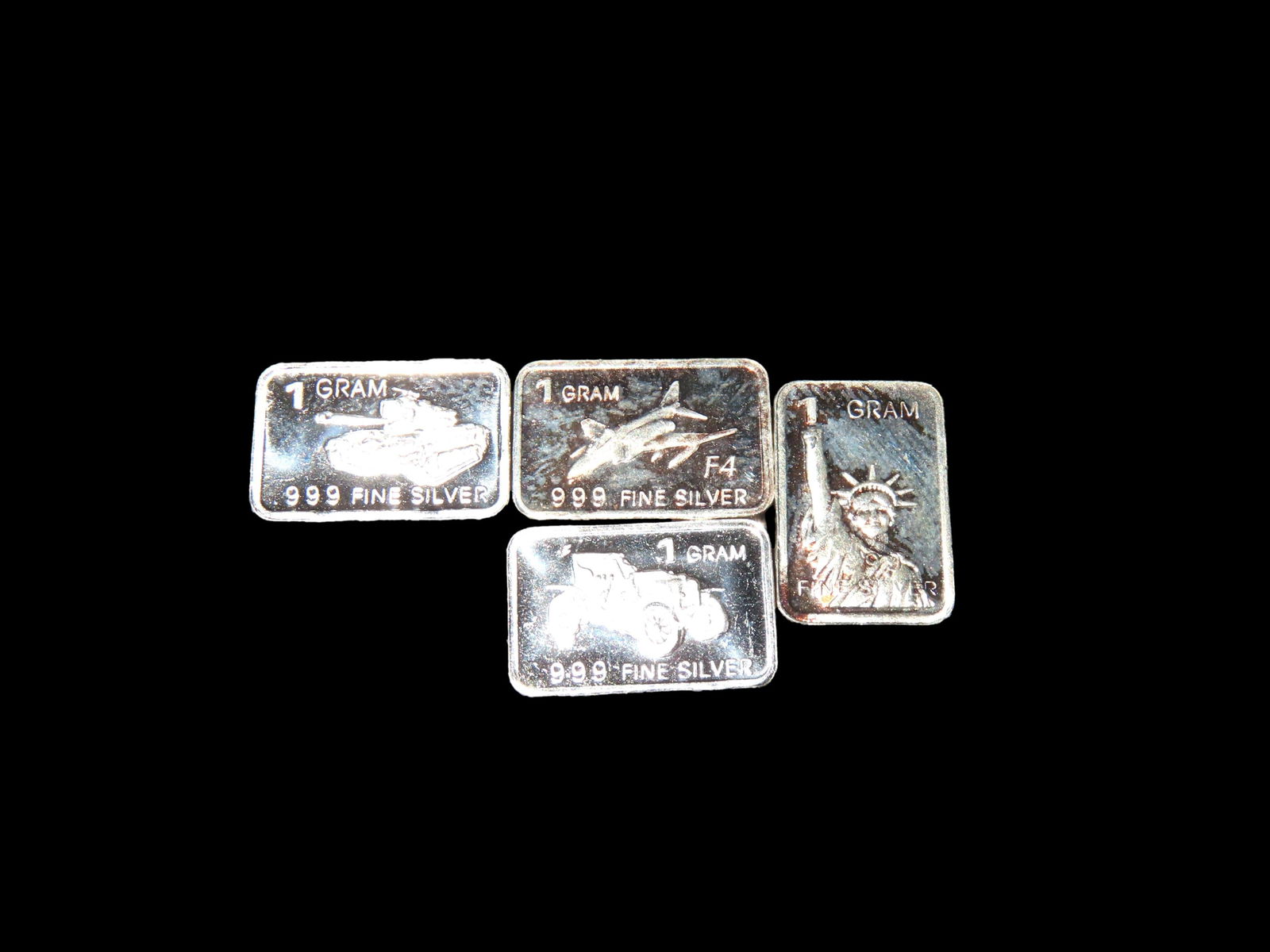 LOT OF 4 MINI SOLID SILVER BARS, 1 GRAM EACH, SILVER BULLION (1 of 2)