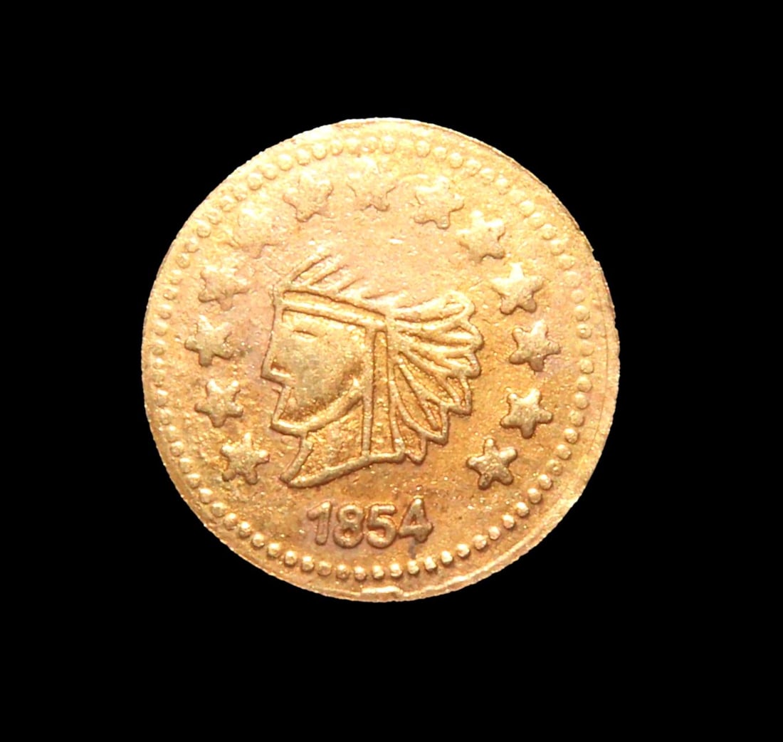 1854 CALIFORNIA GOLD RUSH ERA TOKEN / COIN, GOLD CONTENT UNKNOWN (1 of 3)