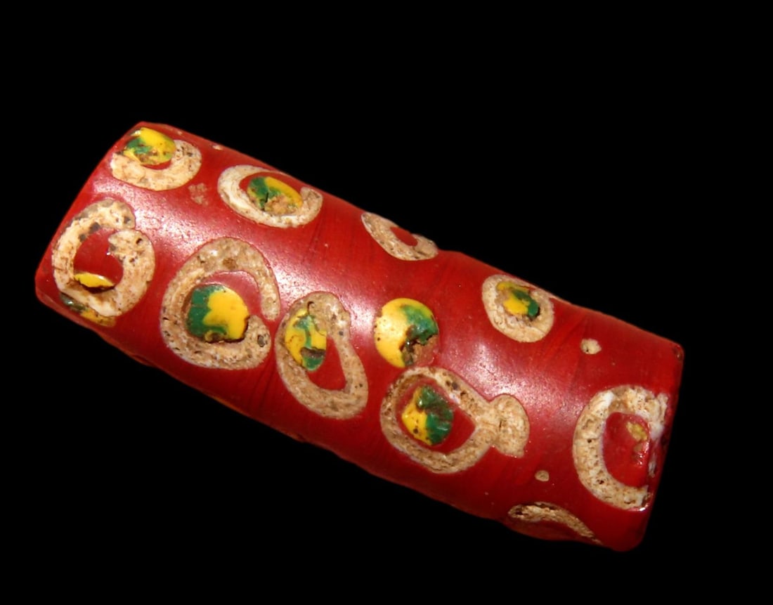 BEAUTIFUL ROMAN MOSAIC BEAD, COLORFUL AUTHENTIC ORIGINAL PERIOD RELIC (1 of 4)