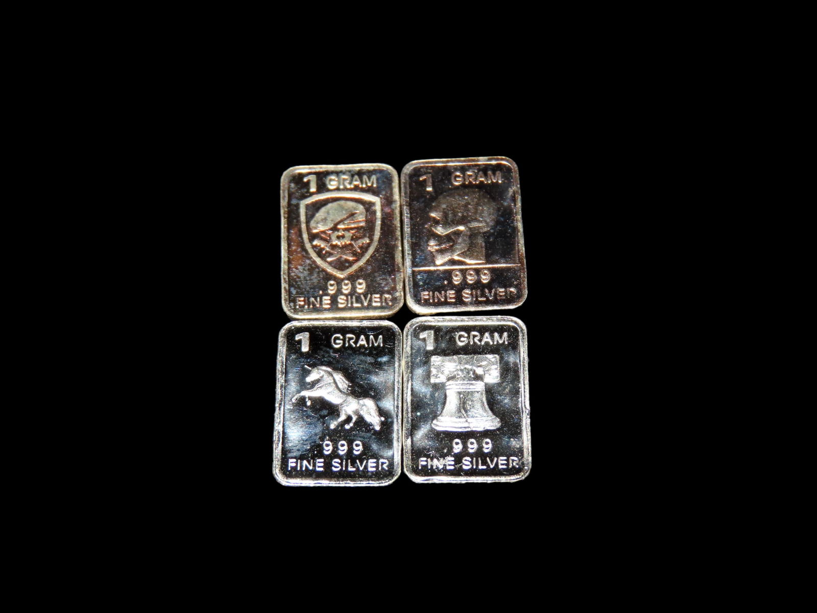 LOT OF 4 MINI SOLID SILVER BARS, 1 GRAM EACH, SILVER BULLION (1 of 2)