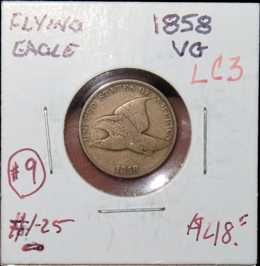 1858 FLYING EAGLE PENNY / CENT, GREAT ORIGINAL CONDITION, NICE DETAILS, EARLY US COIN ONLY MADE FOR (1 of 3)