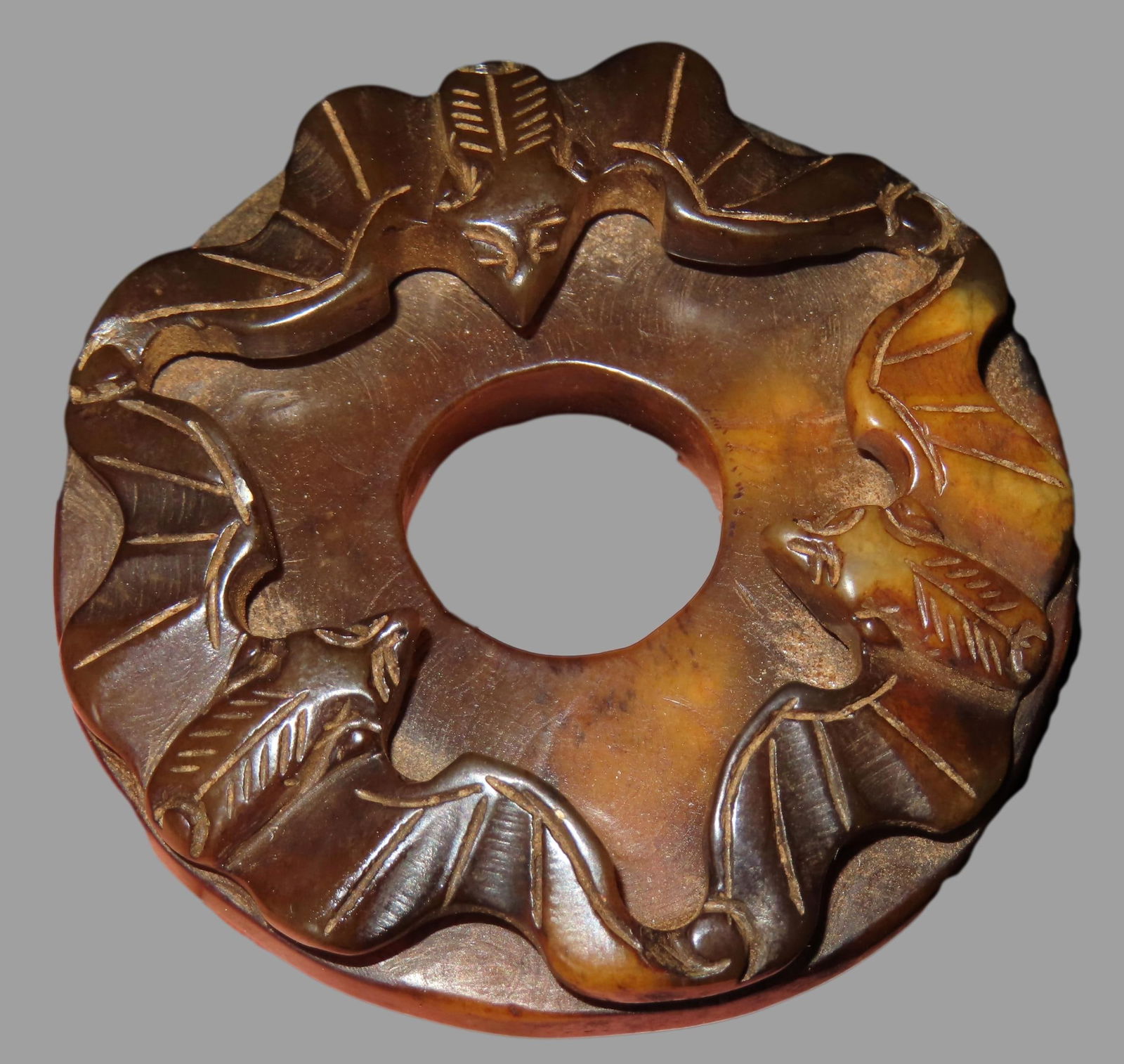 2" Jade "Bat" Effigy Pendant , Chinese Neolithic Period, Liang Zhu Culture ca. 3500-2000BC, (1 of 5)