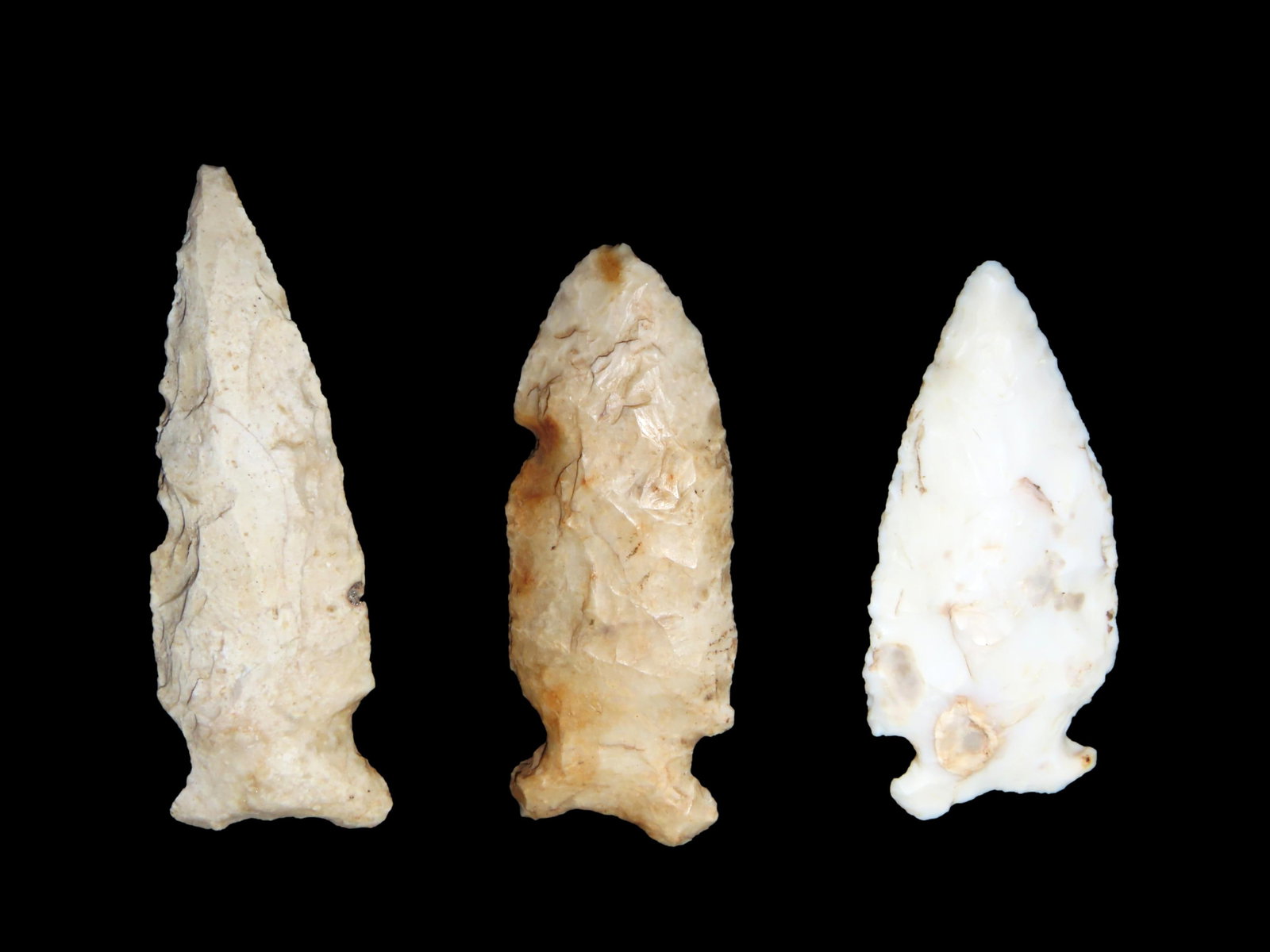 Lot of 3 Archaic Points, found in Adams Co., Illinois, Ex Ronald Kooken Collection (1 of 2)